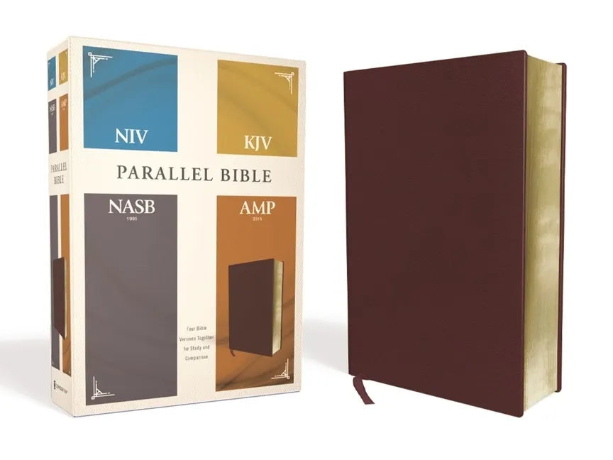 Niv, Kjv, Nasb, Amplified, Parallel Bible, Bonded Leather, Burgundy: Four Bible Versions Together for Study and Comparison - Bonded Leather