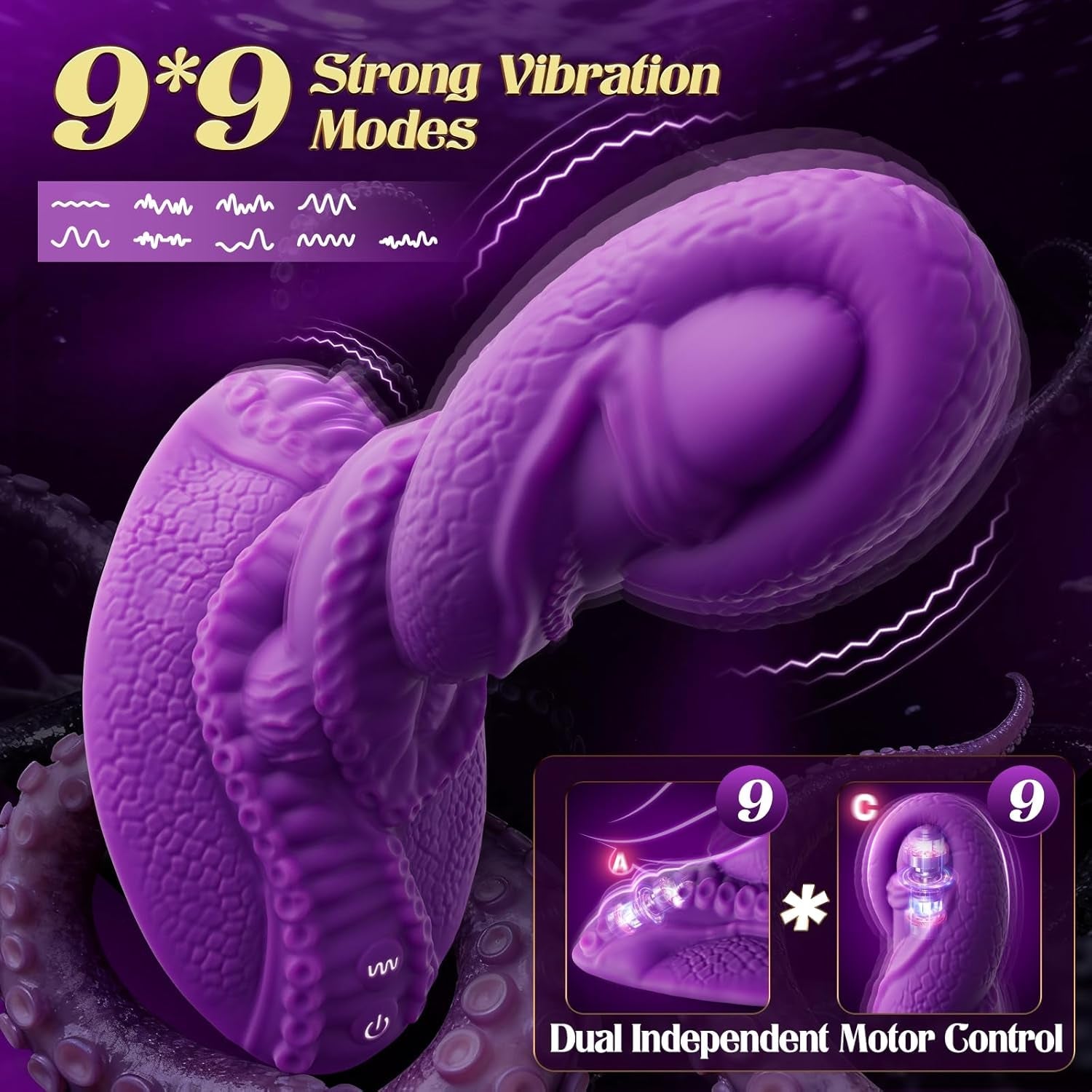 TentaclePulse Tentacle Ride-On Dildo 9x9 Vibration Remote