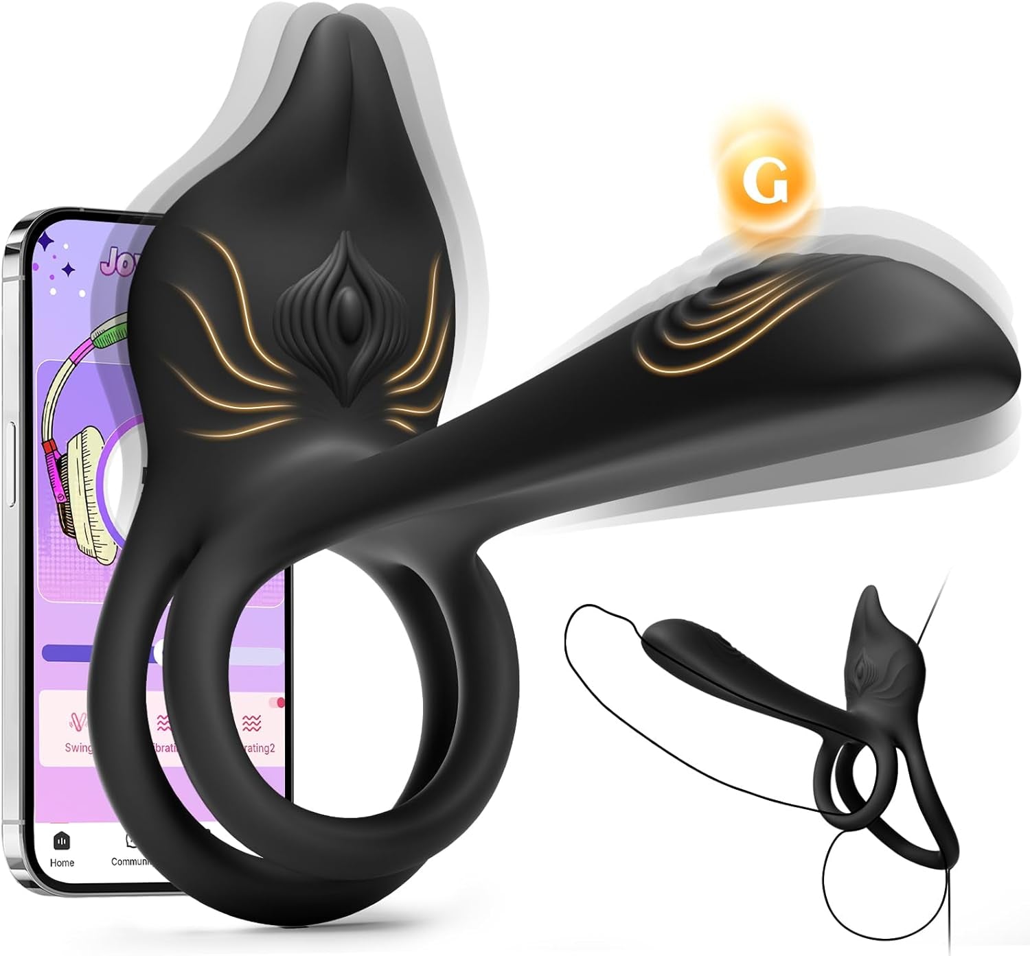 NoirPetal Cock Ring Rose Clit Stimulator G-Spot Sleeve