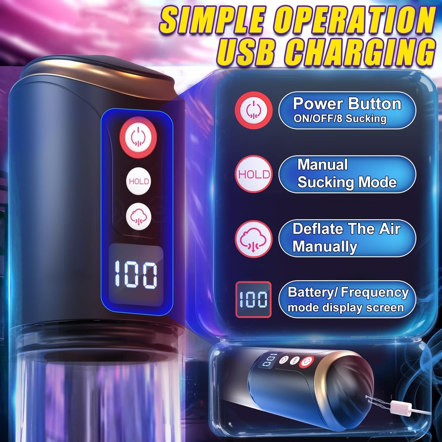 VacuRise Penis Pump 8 Suction Modes LED Display