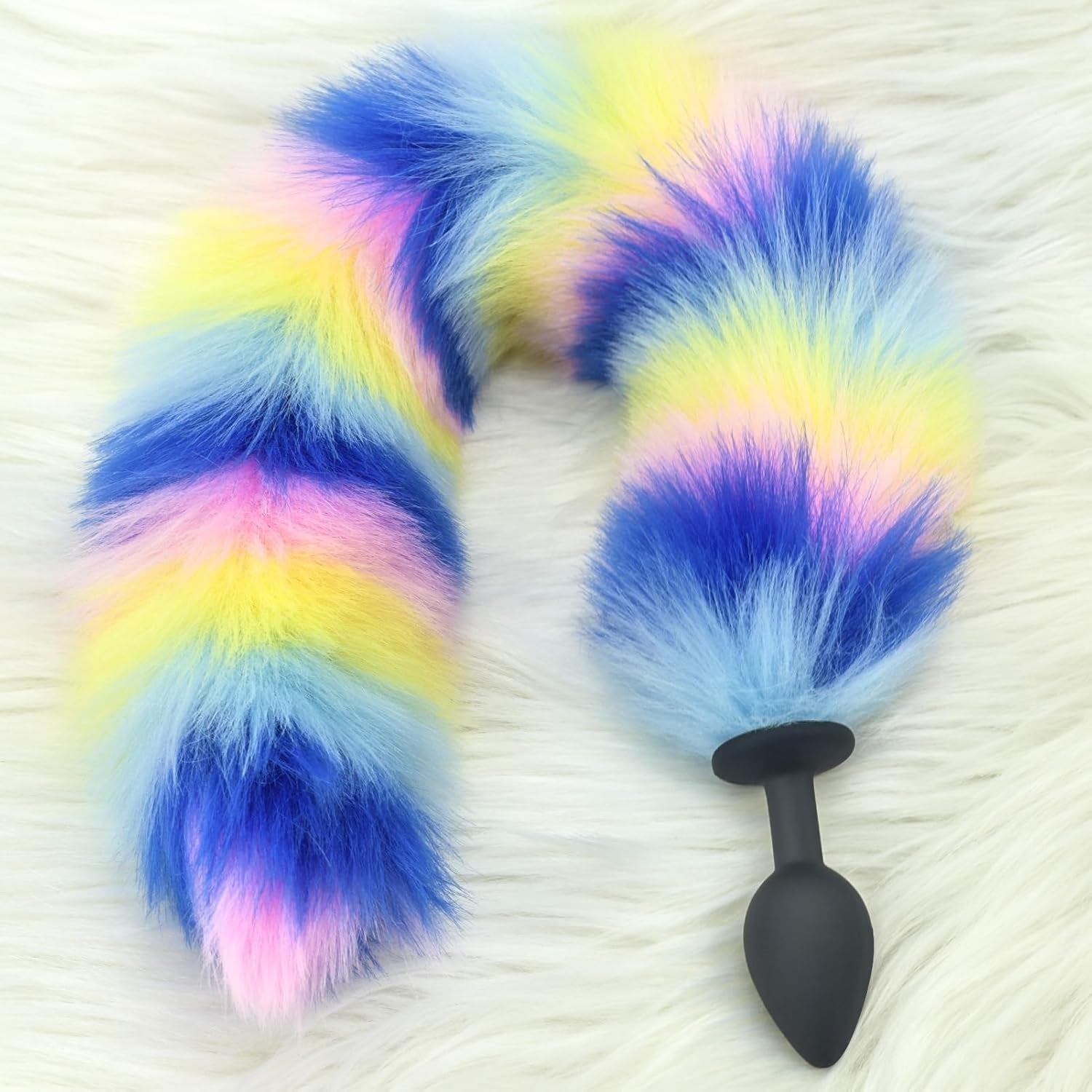 CandyFox Black Silicone Fox Tail Plug Colorful 15.7"