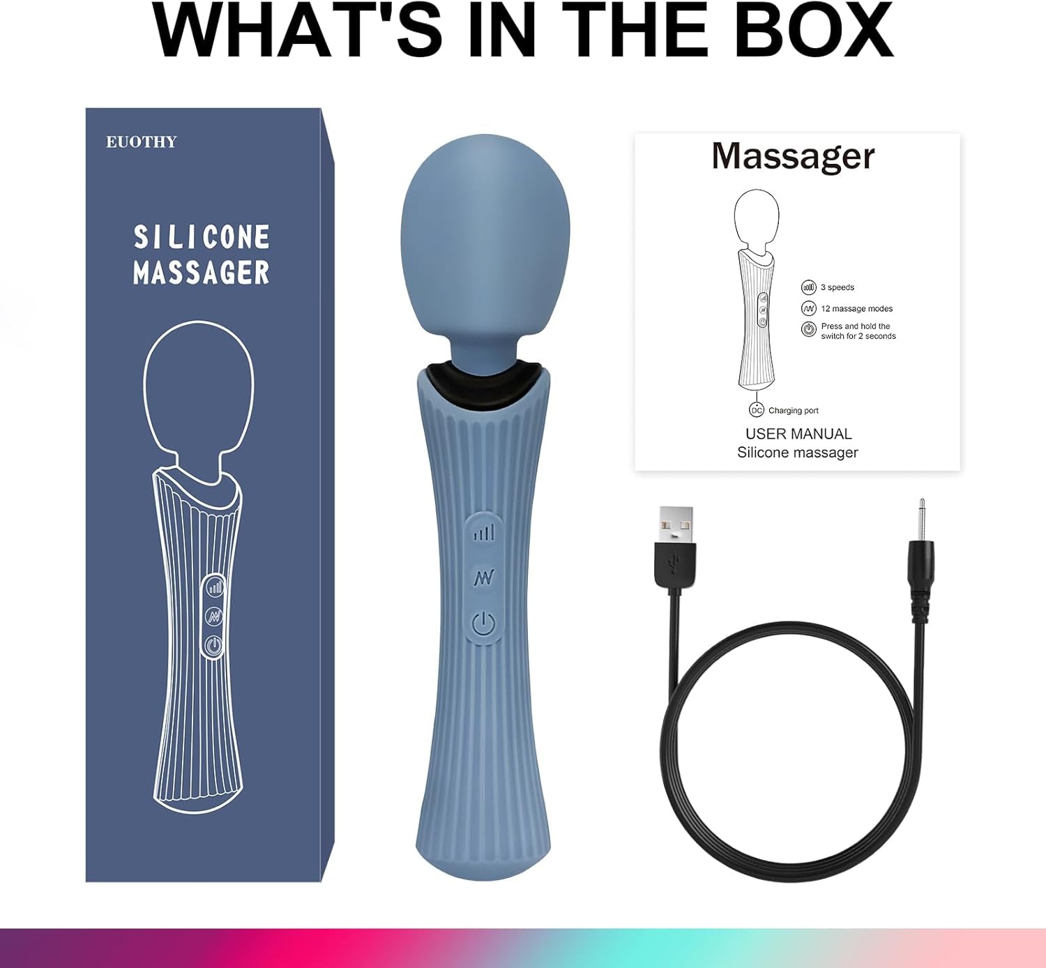 AquaLock Waterproof Wand Vibrator 12 Modes