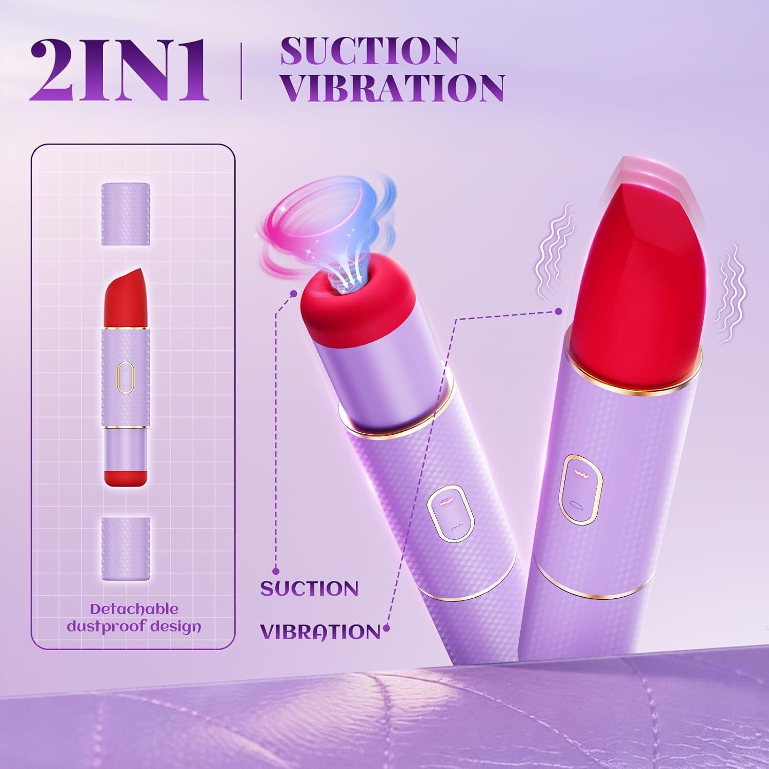 LuxeLip Lipstick Clit Sucker Bullet Vibrator 2-in-1