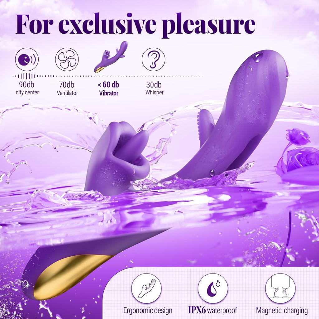 ElyraPulse 3-in-1 Rose Tongue Thrusting Vibrator G-Spot