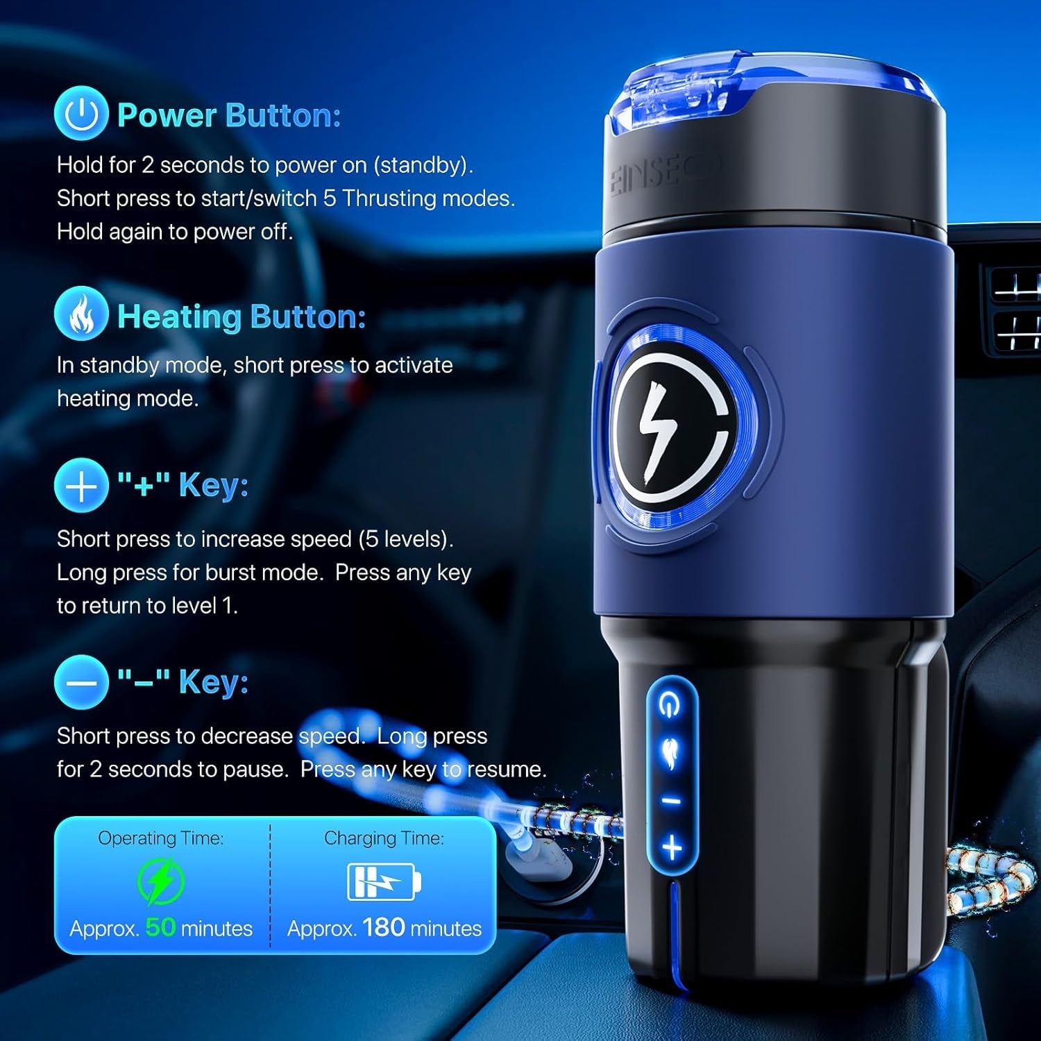 SynchroHeat AI App Thrusting Heated Pocket Pussy Stroker