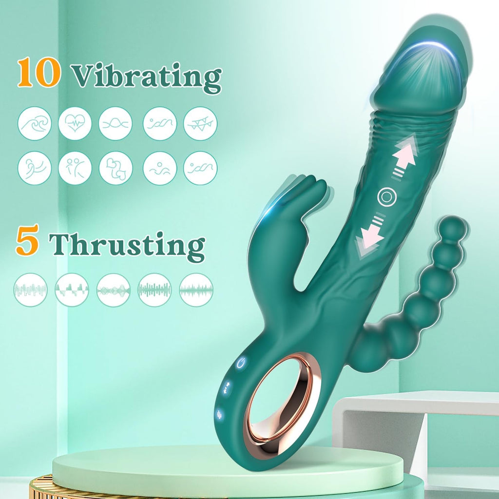 TriAxis Triple Motor Thrusting Rabbit Vibrator 10 Modes USB