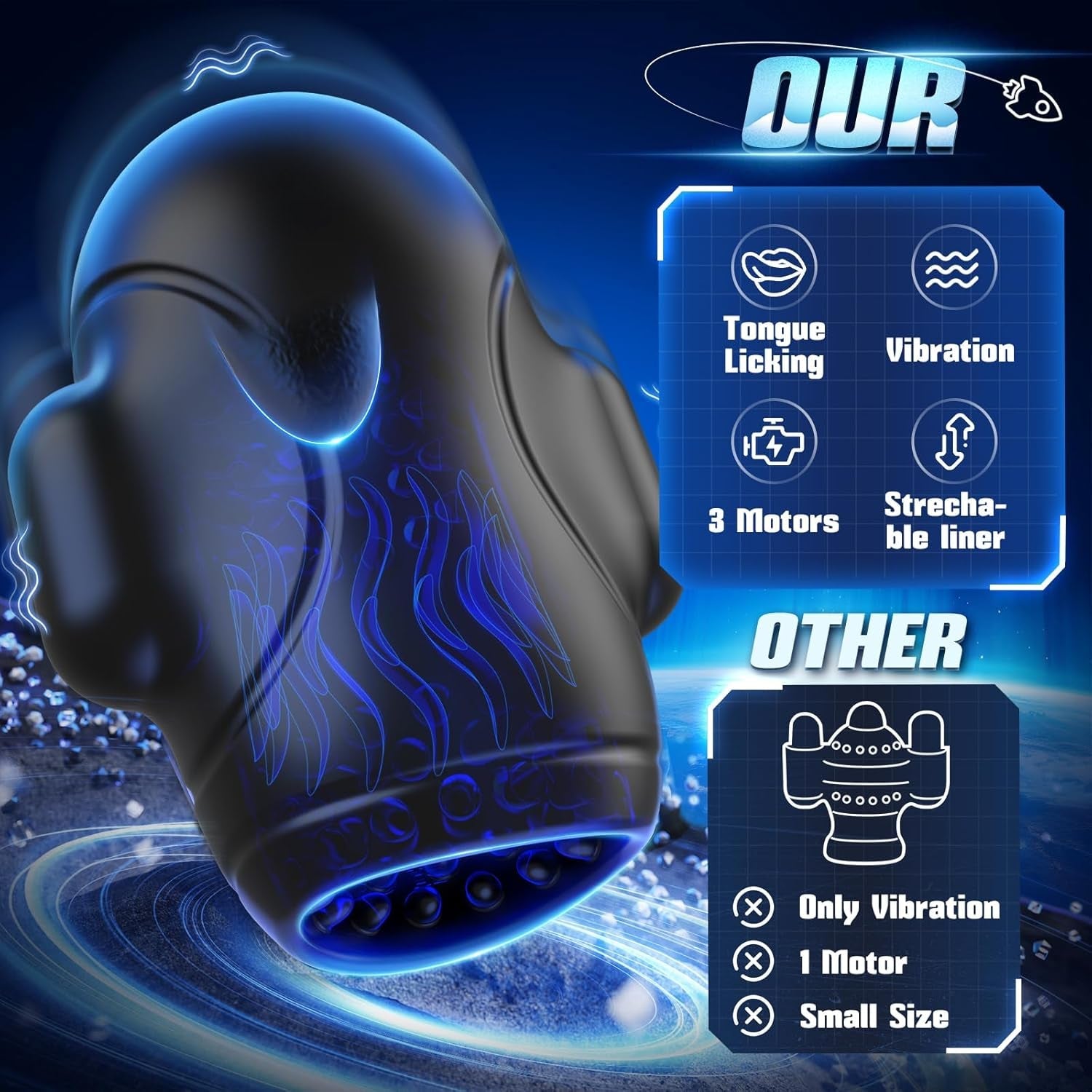 GlantriX AI Glans Vibrator Male Masturbator 3 Motor