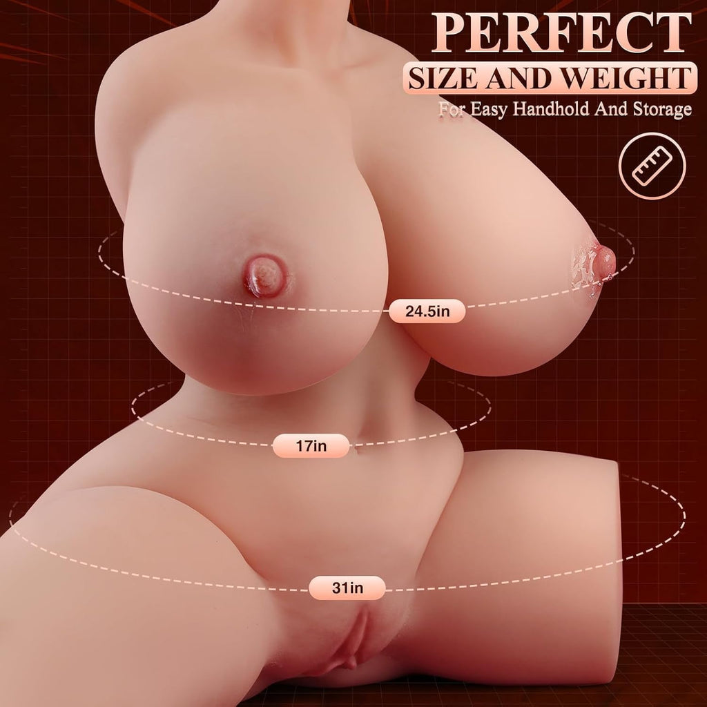 LuxeFlow Vibrating Sex Doll Torso | Suction Modes Hands-Free