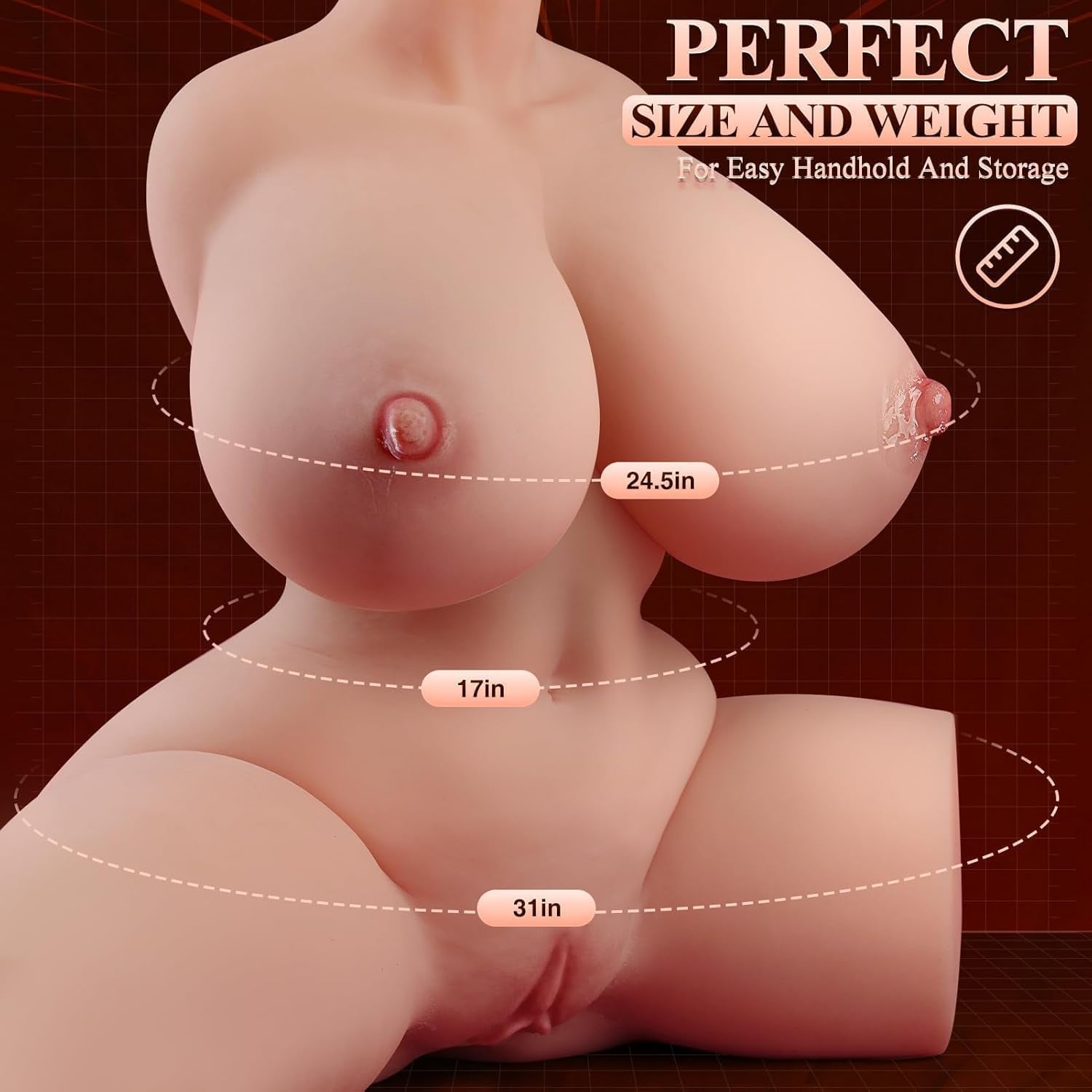 LuxeFlow Vibrating Sex Doll Torso | Suction Modes Hands-Free