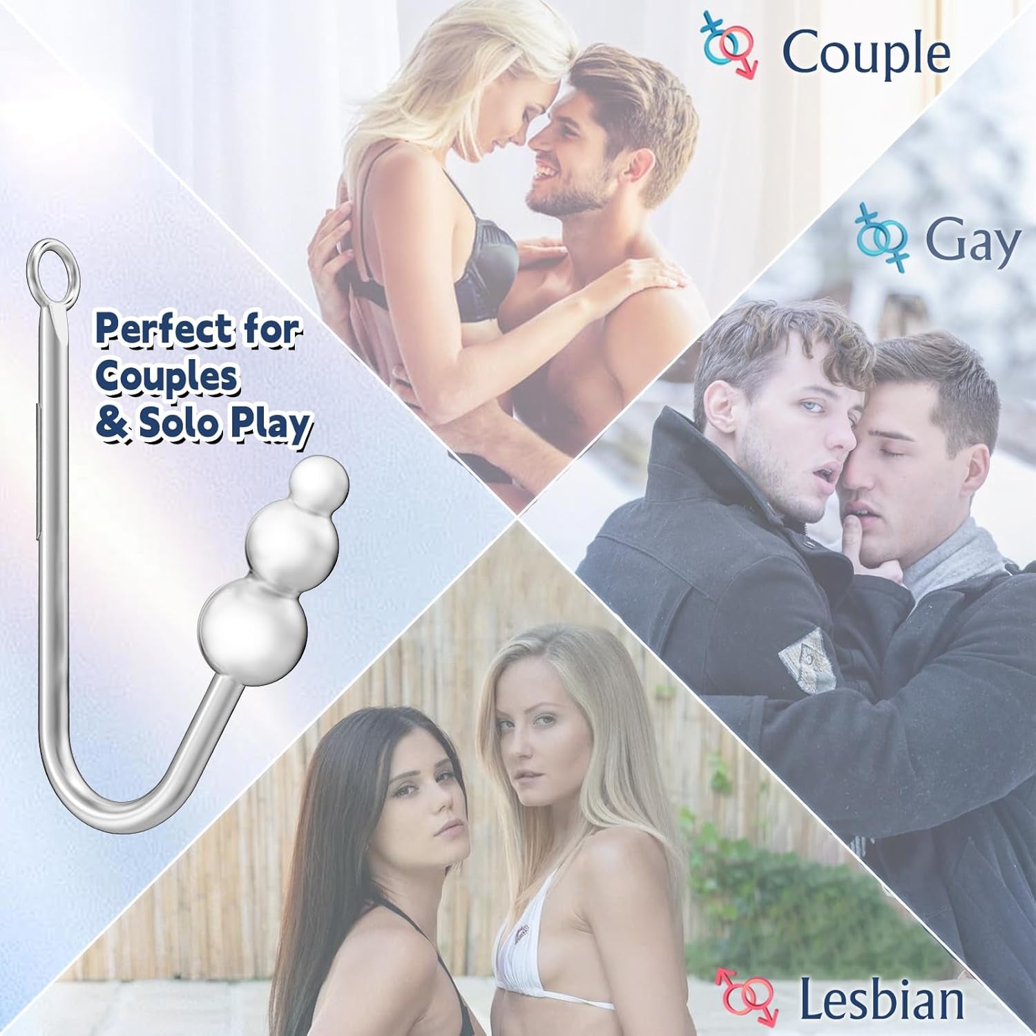 VibeSteel Vibrating Anal Hook Plug 3 Balls 9 Modes