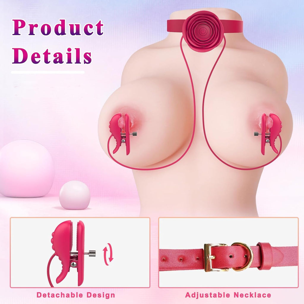 ScarletChain BDSM Nipple Clamp Choker Vibrator 10 Modes