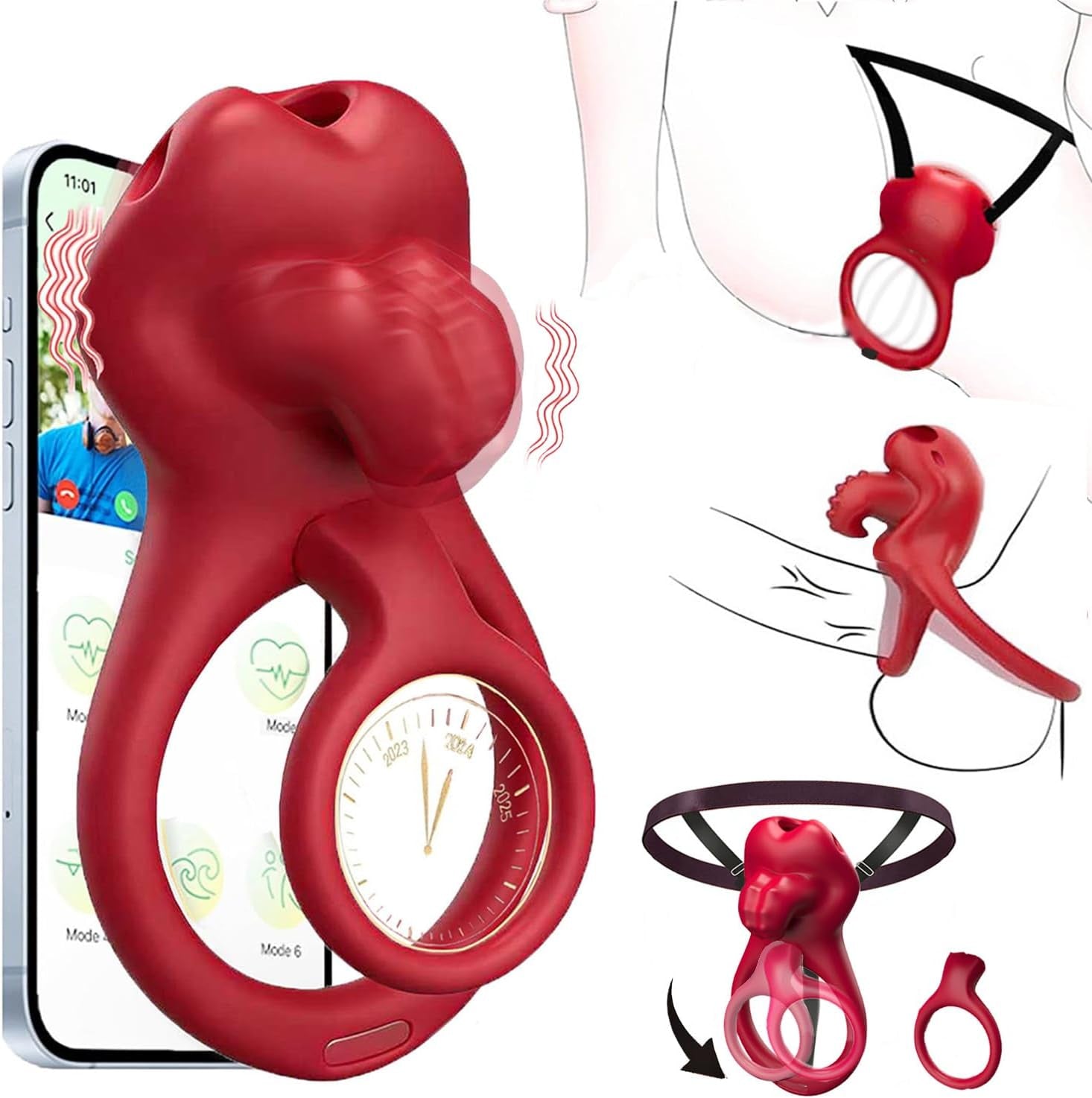 CrimsonSwitch Convertible Cock Ring Clit Stimulator App Control