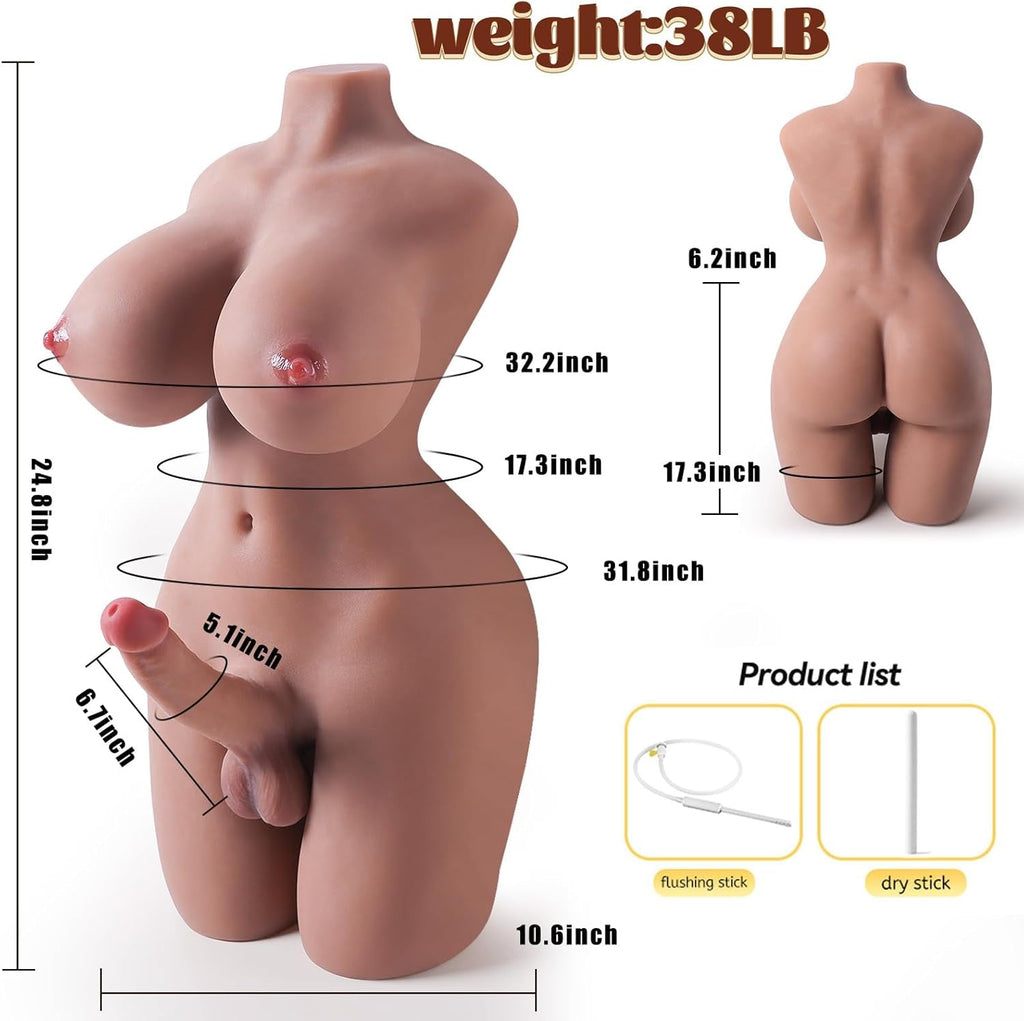ZypherionX 38lb Transgender Sex Doll Torso w/ Dildo