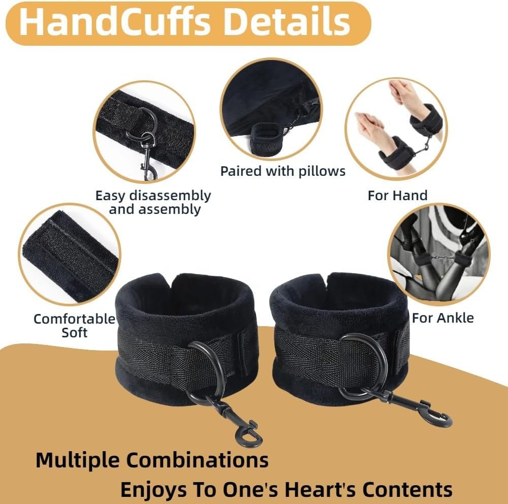NoirBond Black Foam Positioning Wedge Pillow with Handcuffs