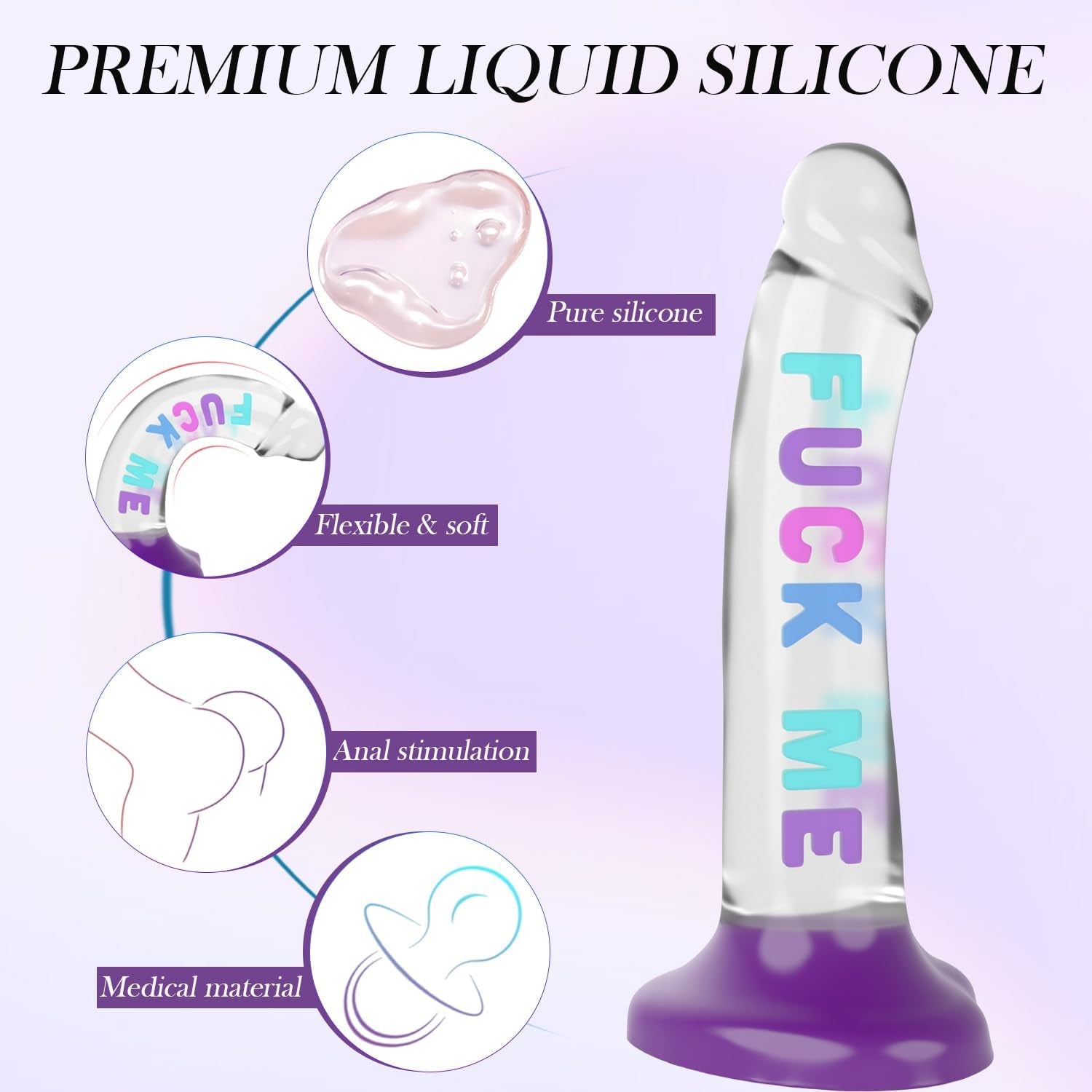 LexiCore 7.7” Clear Silicone Dildo Suction Cup Strap-On