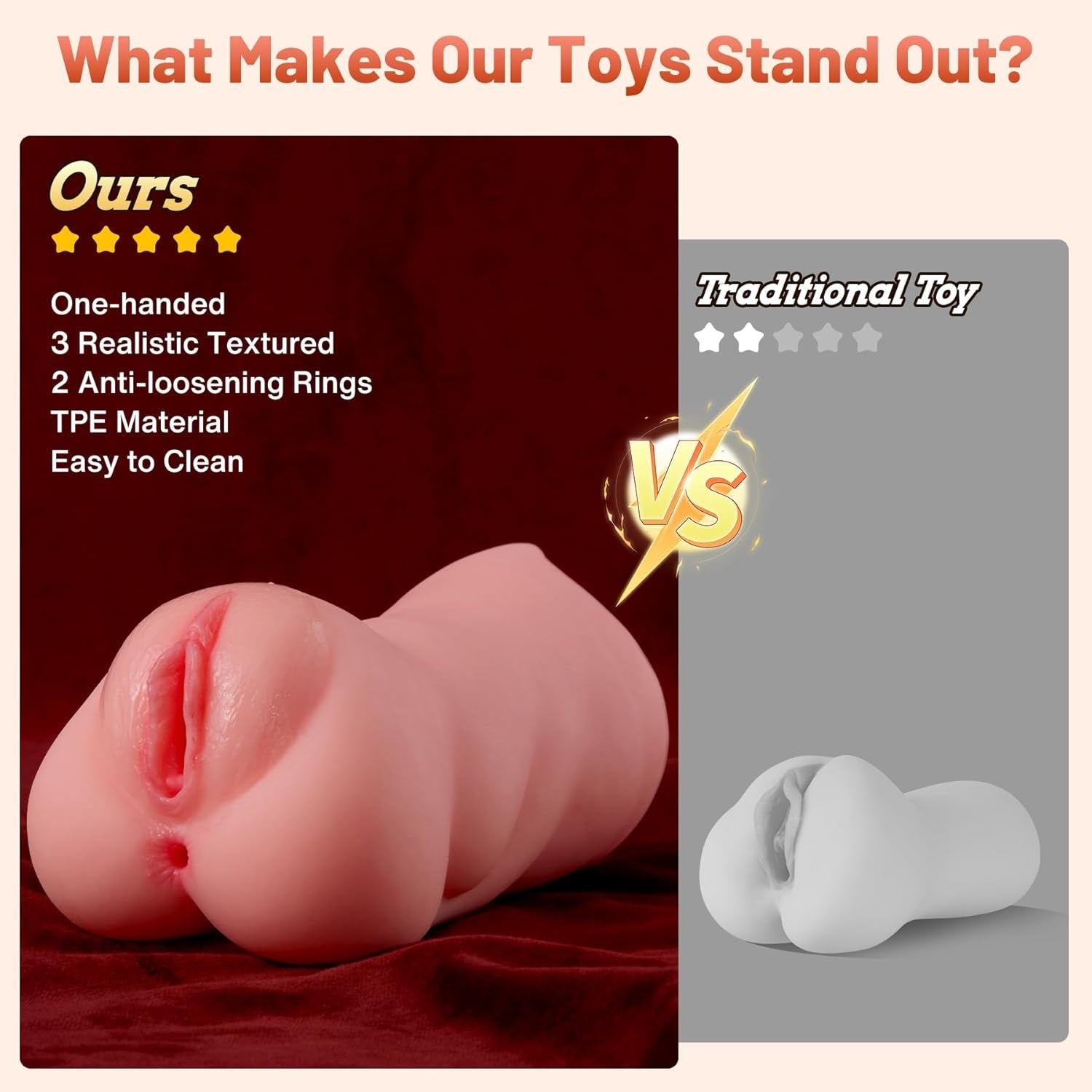 TriCore 3-in-1 Realistic Pocket Pussy 8.6" Male Stroker