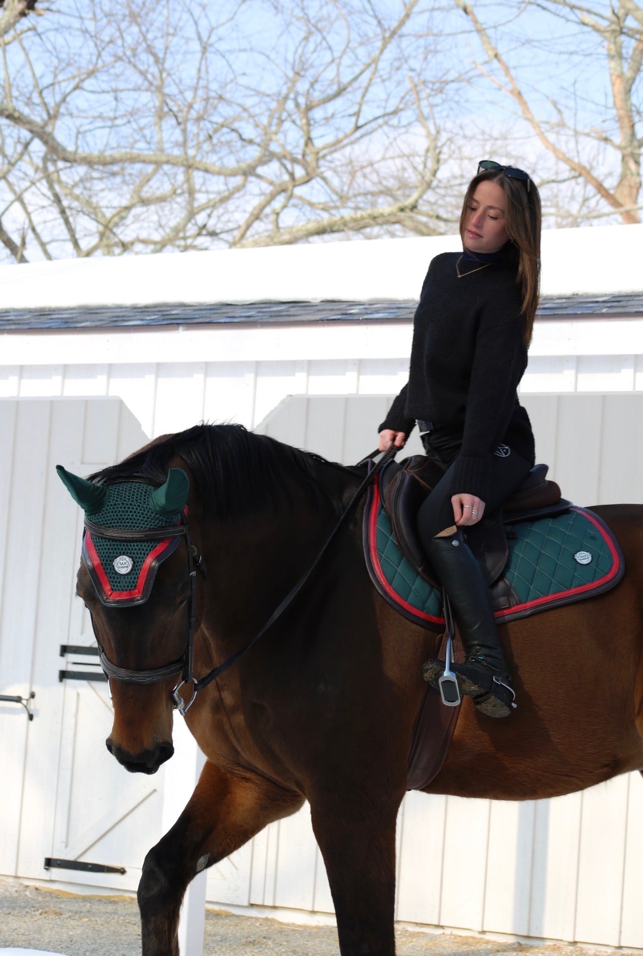 Jump Saddle Pad | Green- Brown & Red