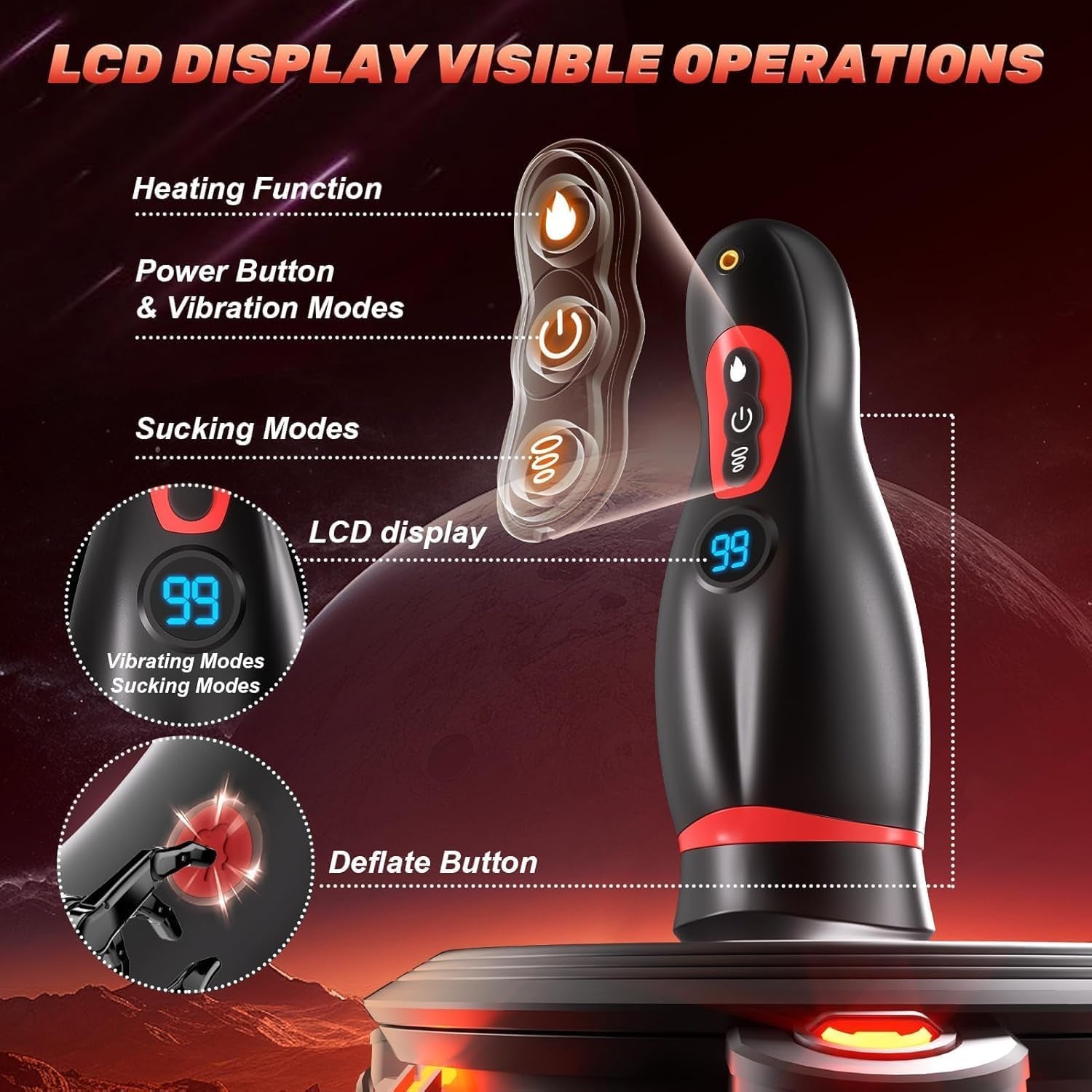 DockSync APP Male Suction Masturbator with Heating & Phone Holder