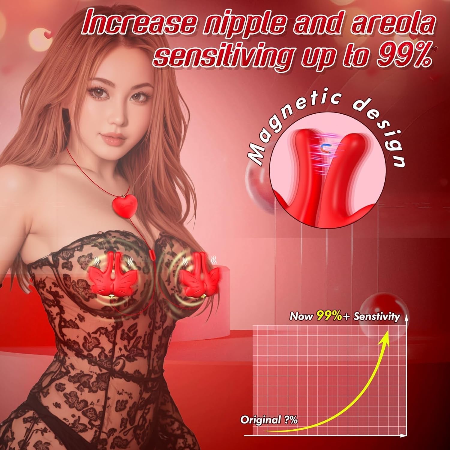 MagneticVibe Vibrating Butterfly Nipple Clamps 9 Modes