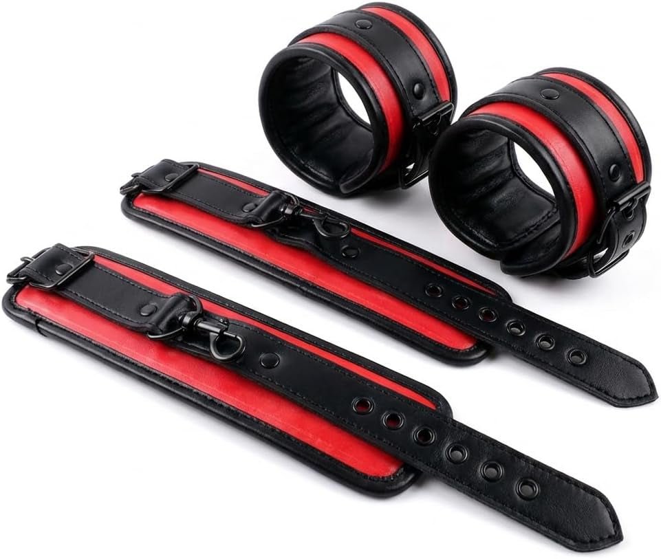 DualTone Red Black Spreader Bar with Furry Straps