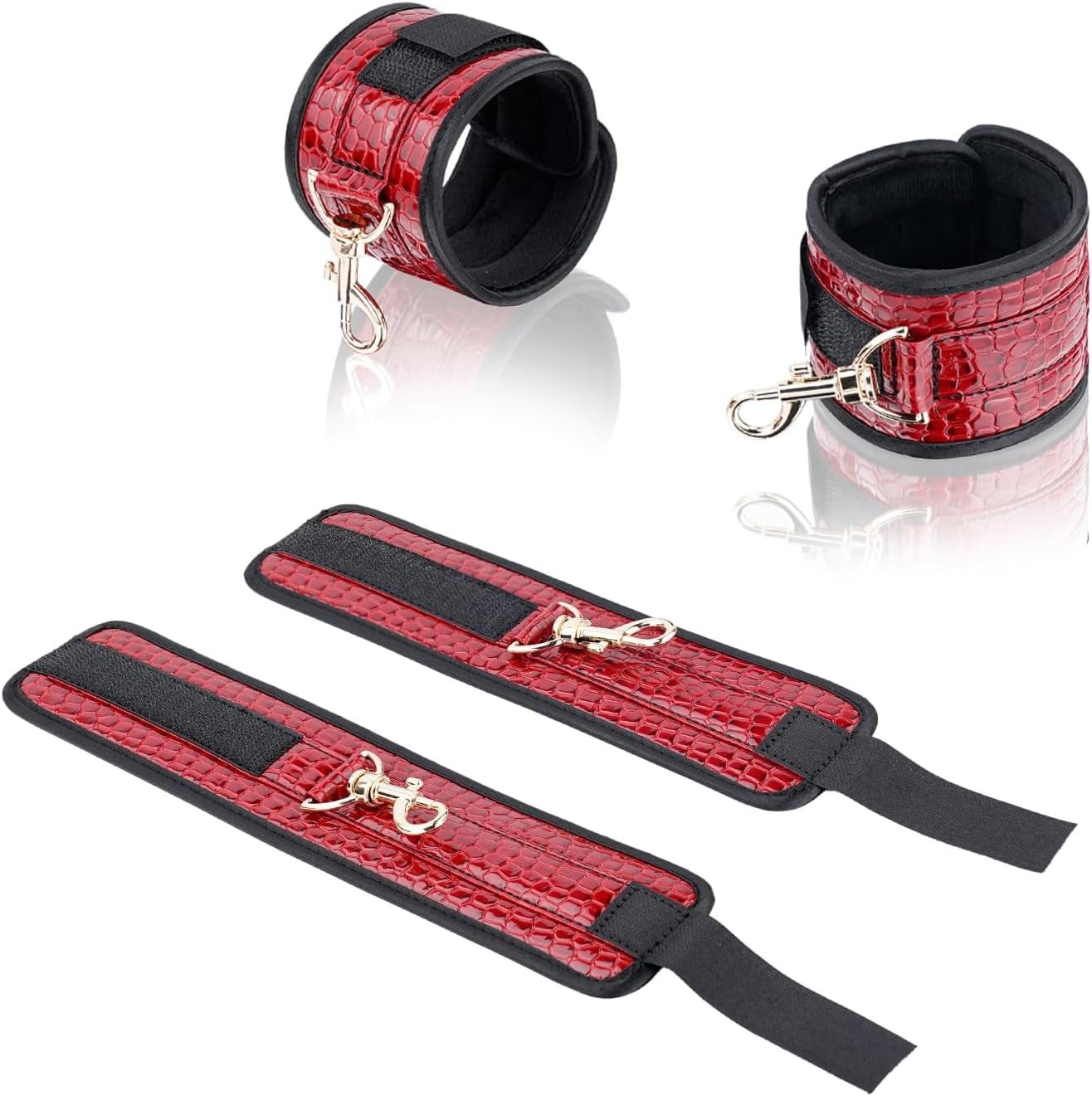 CrimsonCroc Red Crocodile Spreader Bar with Cuffs