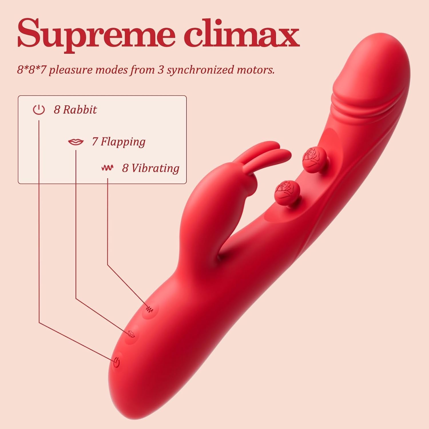 DualRose Rabbit Vibrator 16 Modes Flapping G-Spot Clit Toy