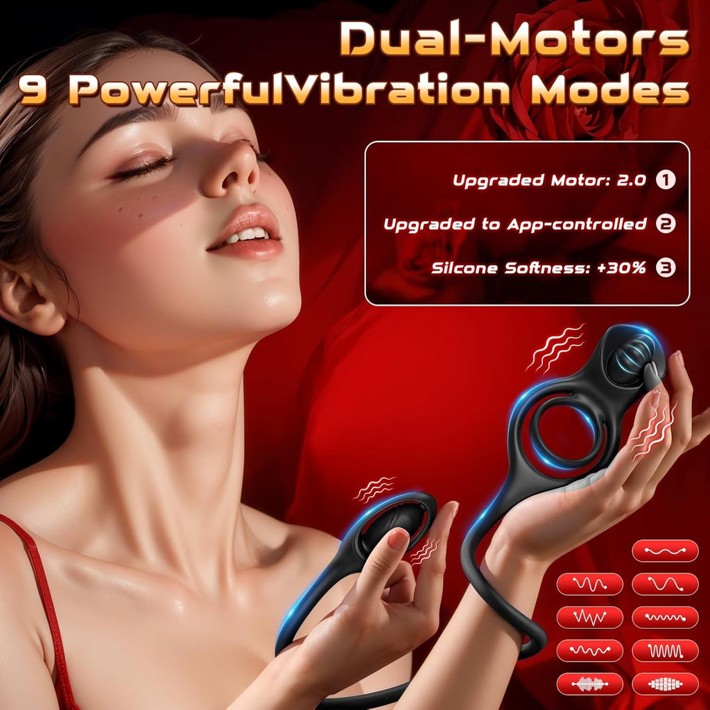 SyncDominusX Prostate Massager Cock Ring 9 Modes Silicone