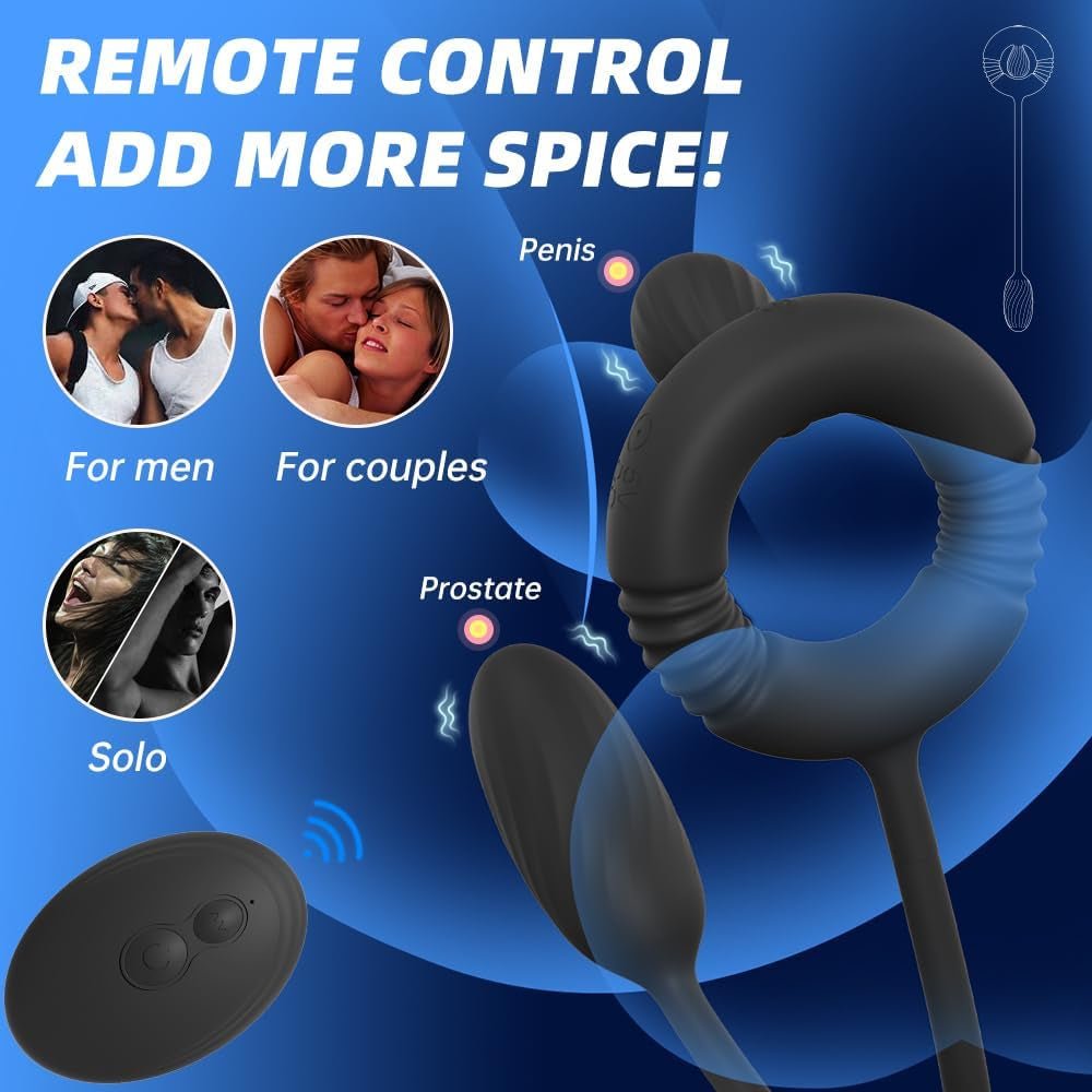 NexusForce Remote Cock Ring Prostate Massager 10 Modes Silicone