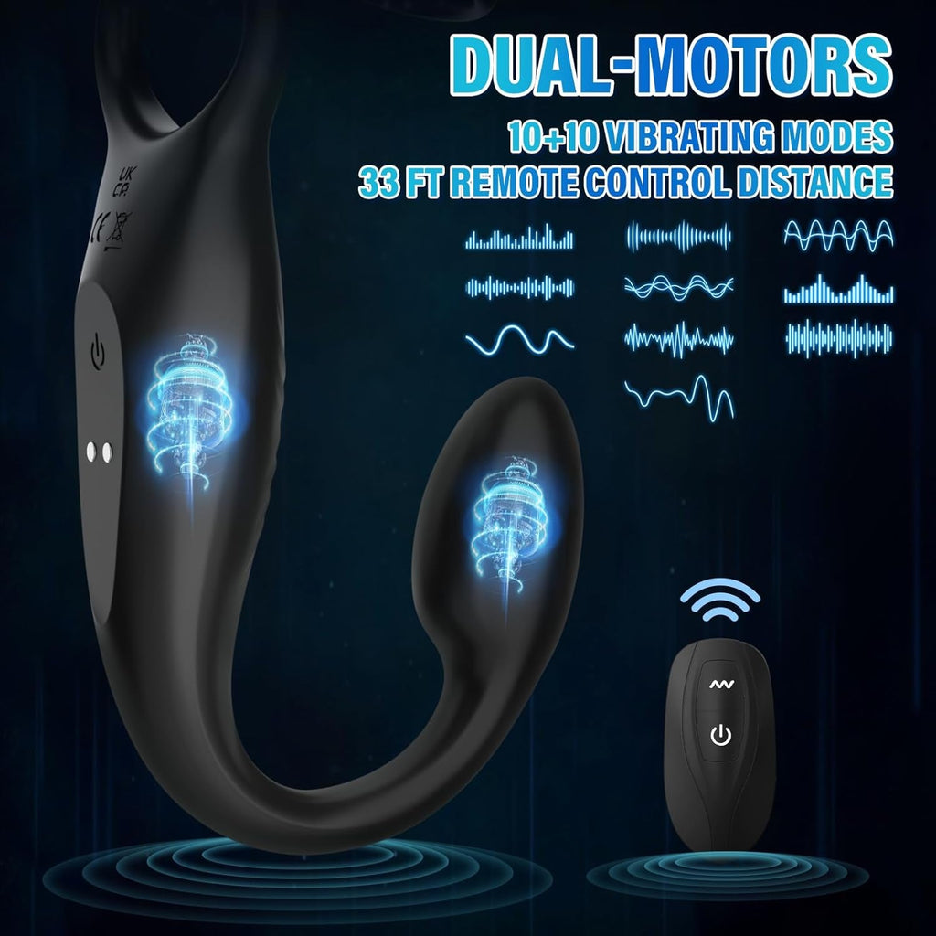 CorePulseX Prostate Massager Cock Ring 10 Modes Remote Silicone