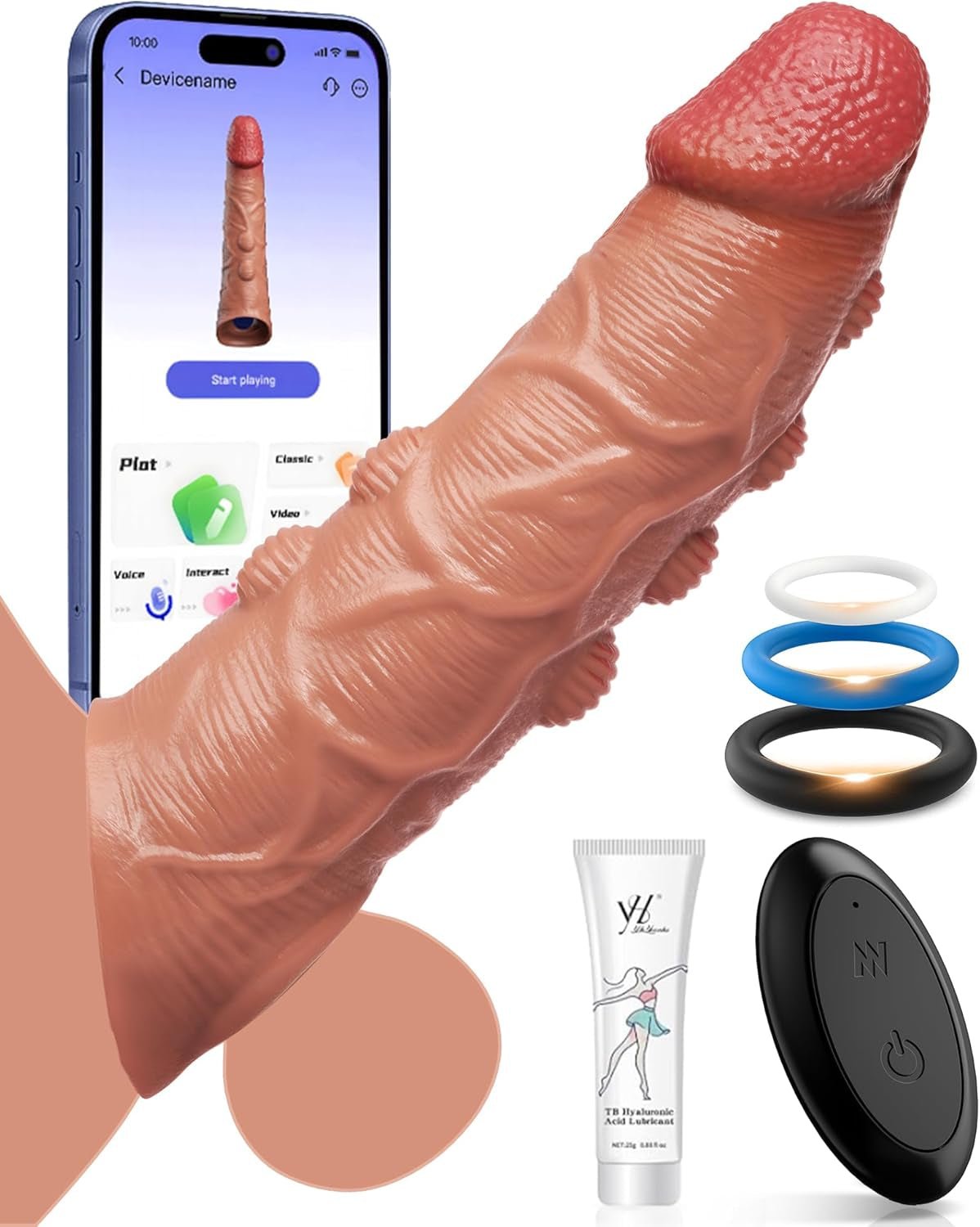 SynexisX App Control Penis Sleeve 10 Modes Silicone Ring