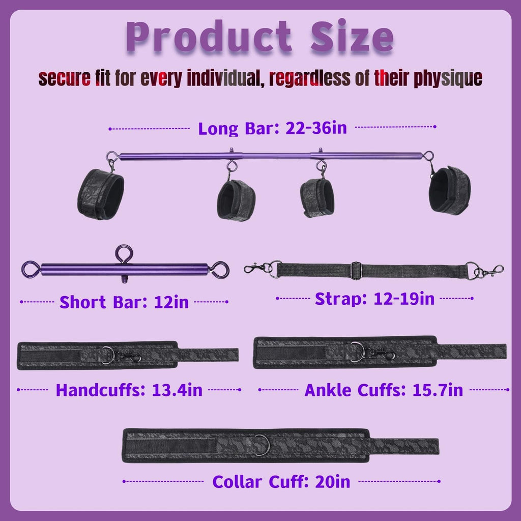 VioletLock Purple Spreader Bar BDSM Kit with Collar & Cuffs