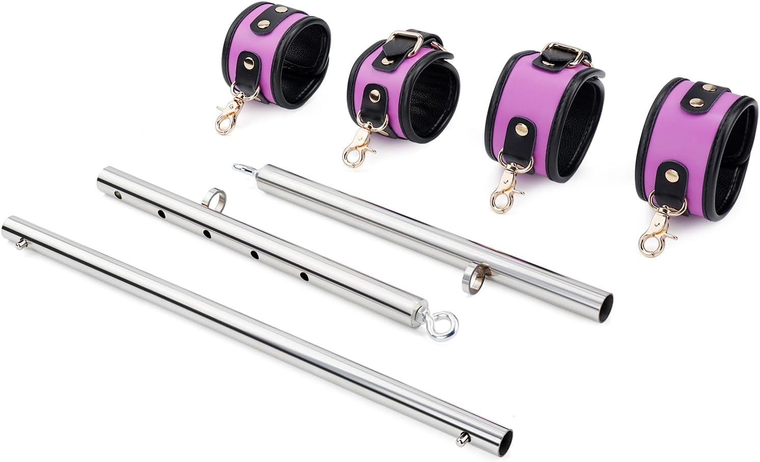 VelvetGrip Purple Adjustable Spreader Bar with Furry Straps