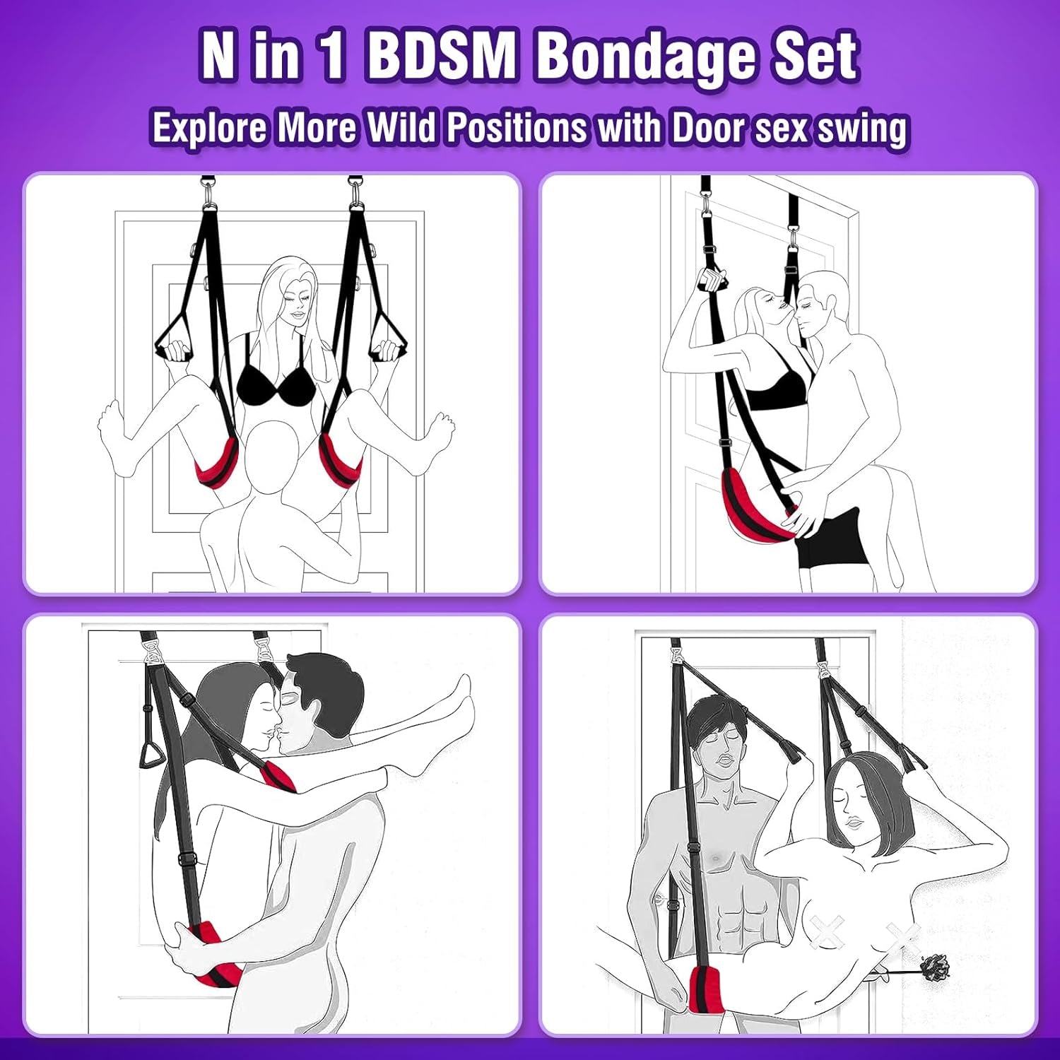 BondaraX BDSM Door Sex Swing Restraint Kit 300lb
