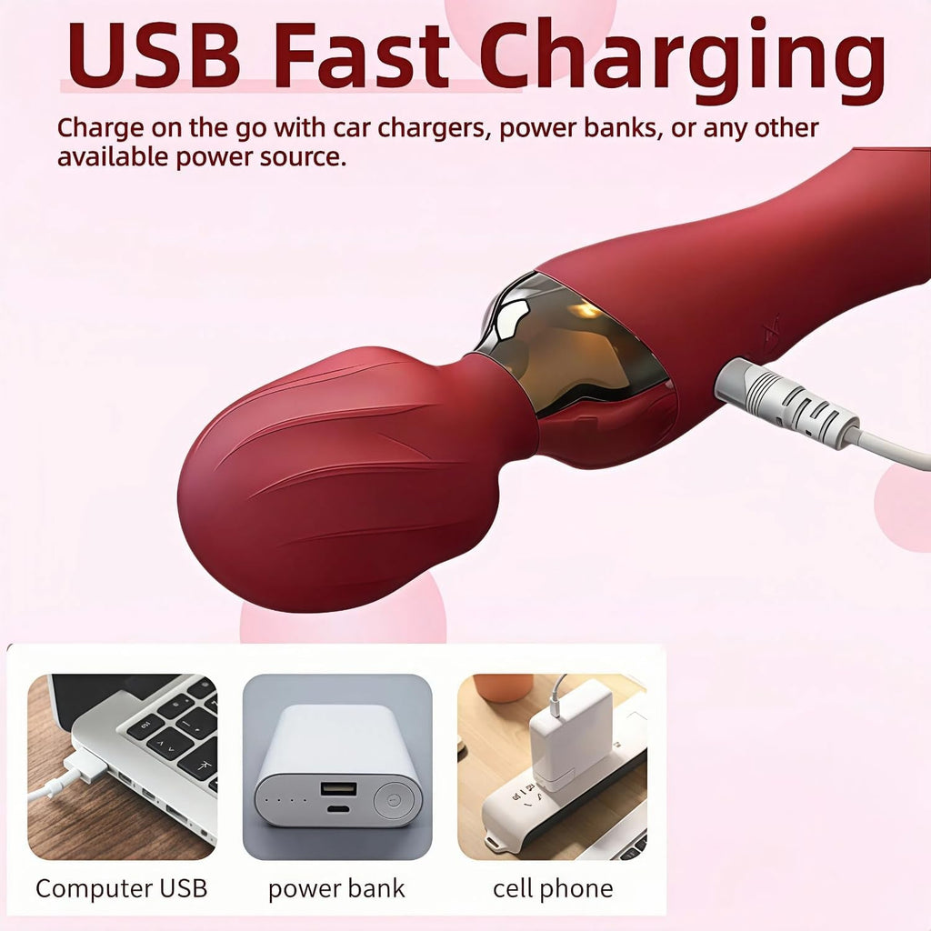 VortexDuo 2-in-1 Wand Vibrator Dual Motor 12 Speeds Waterproof