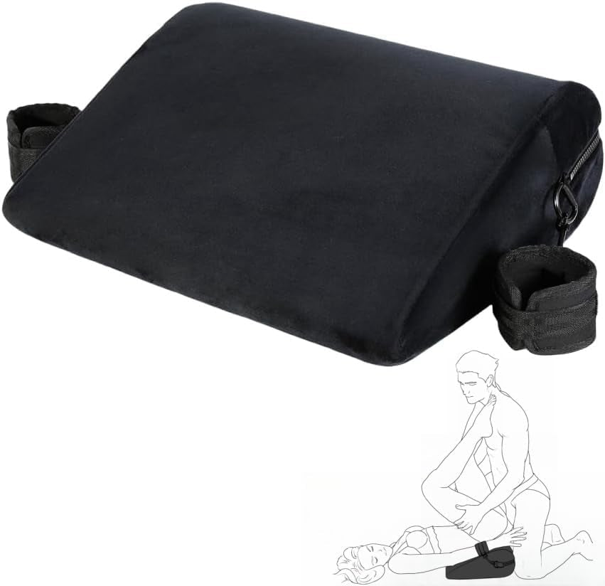 NoirBond Black Foam Positioning Wedge Pillow with Handcuffs
