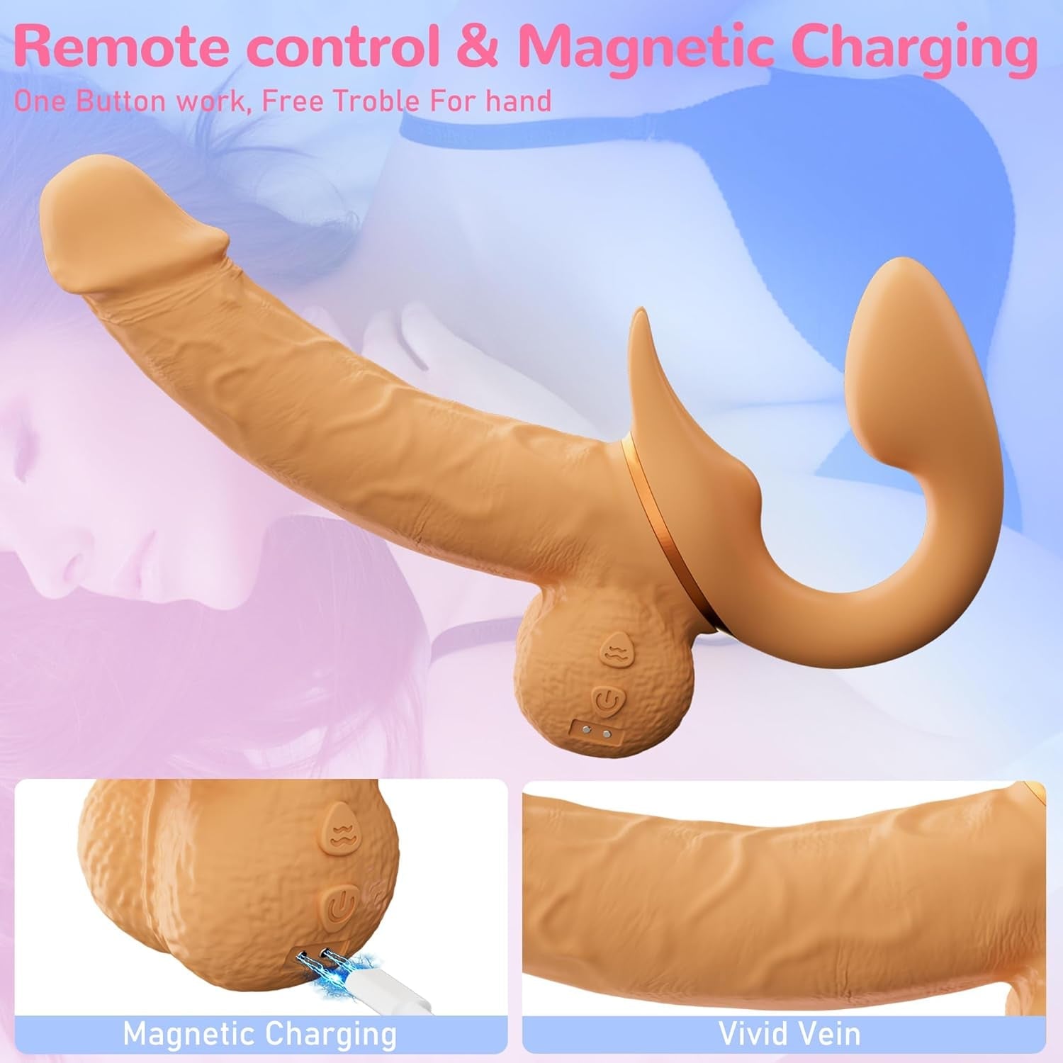 FlexThrust Strapless Strap On Thrusting Vibrator
