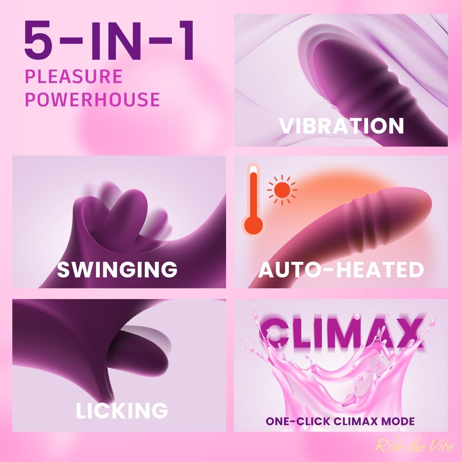 ThermoraSync Heated Thrusting Licking Rabbit Vibrator 5-in-1 G-Spot