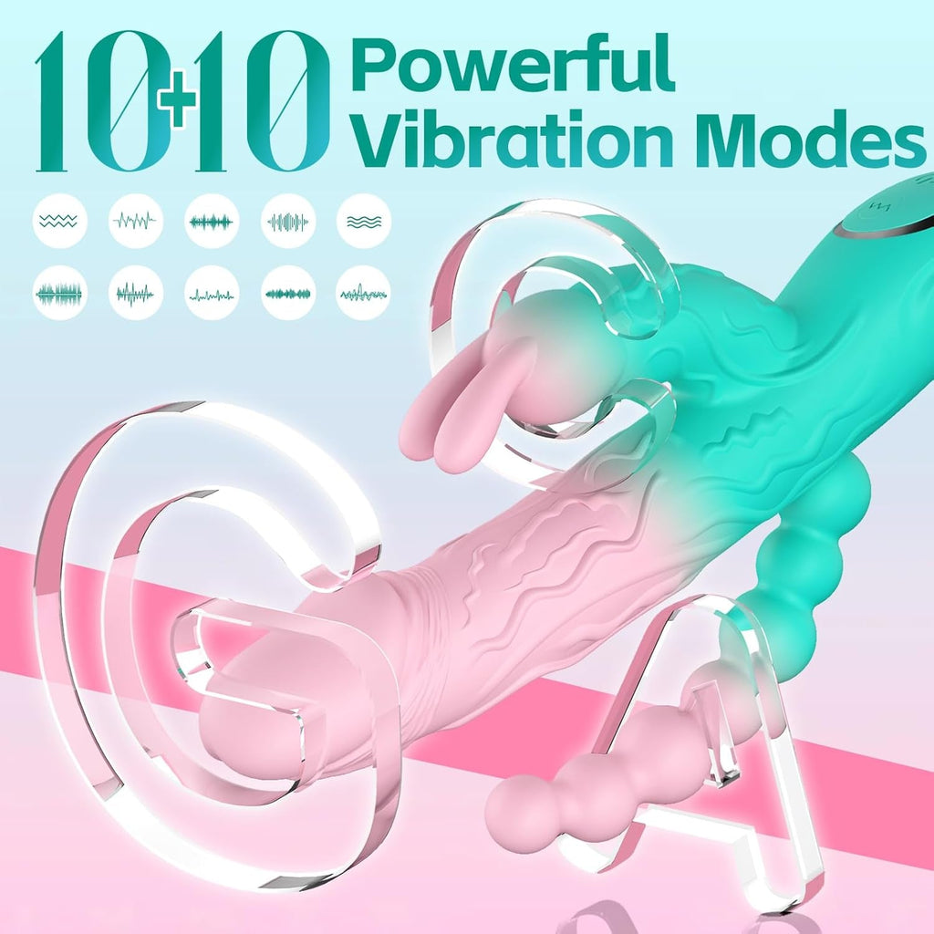 TriBloom 3-in-1 Rabbit Vibrator 20 Modes Beads Waterproof