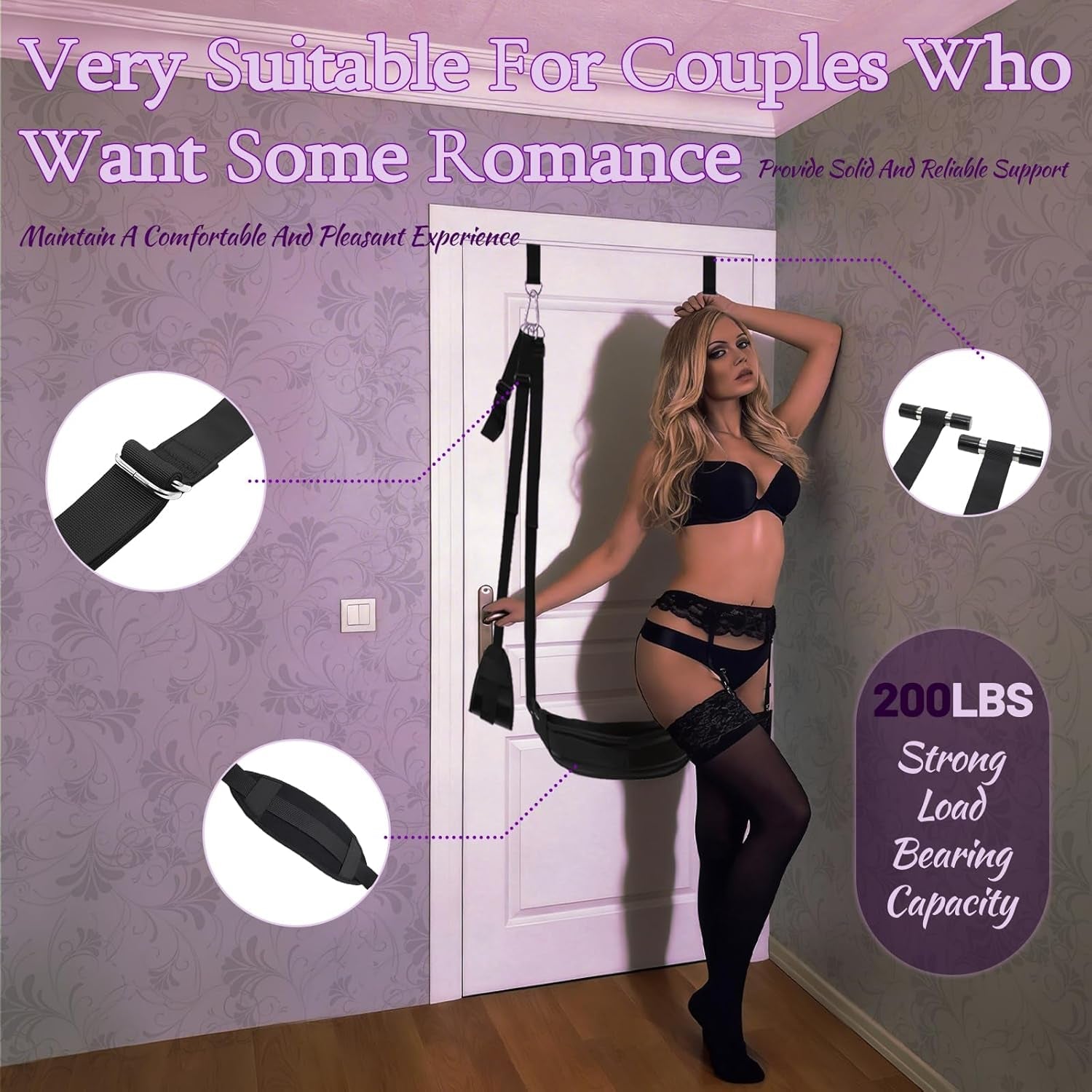 AetherLift Adjustable Door Sex Swing with Restraints