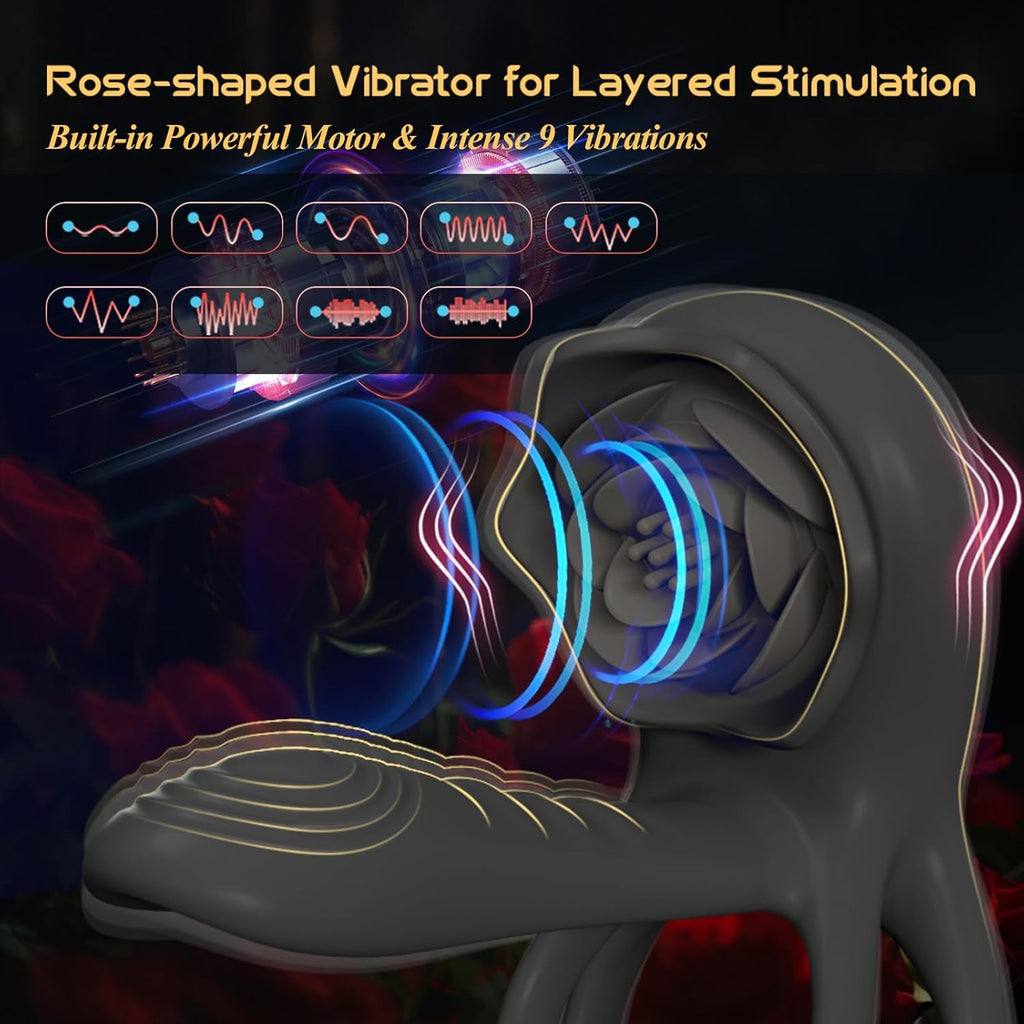 PetalCoreX Cock Ring Extender G-Spot Clit Vibrator 9 Modes