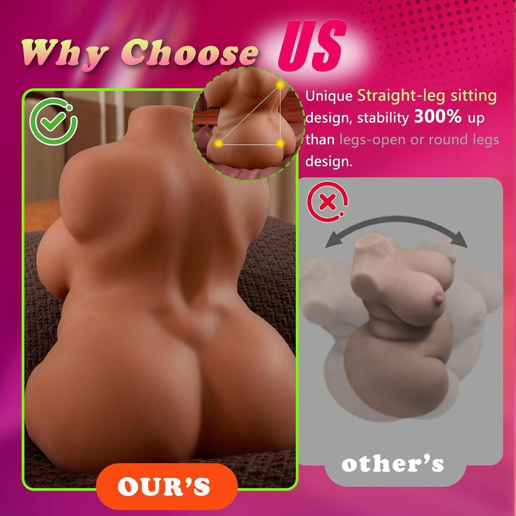 CurveLuxe BBW Sex Doll Torso Brown 3-in-1 9LB
