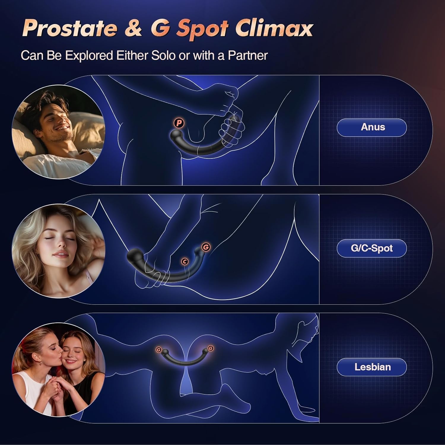DualCurve Dual-Ended Prostate Massager 10 Modes Silicone
