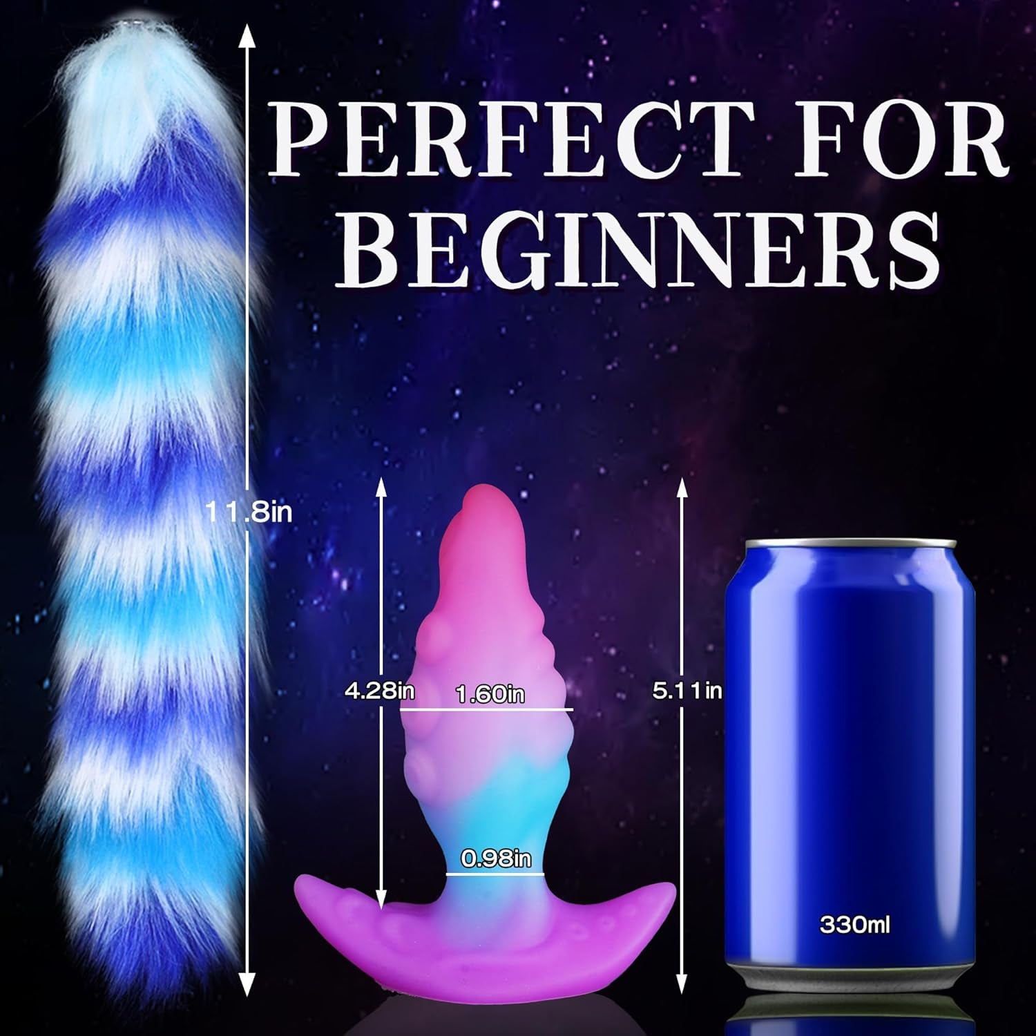 TentacleTail Tapered Silicone Fox Tail Butt Plug Large 5.1"