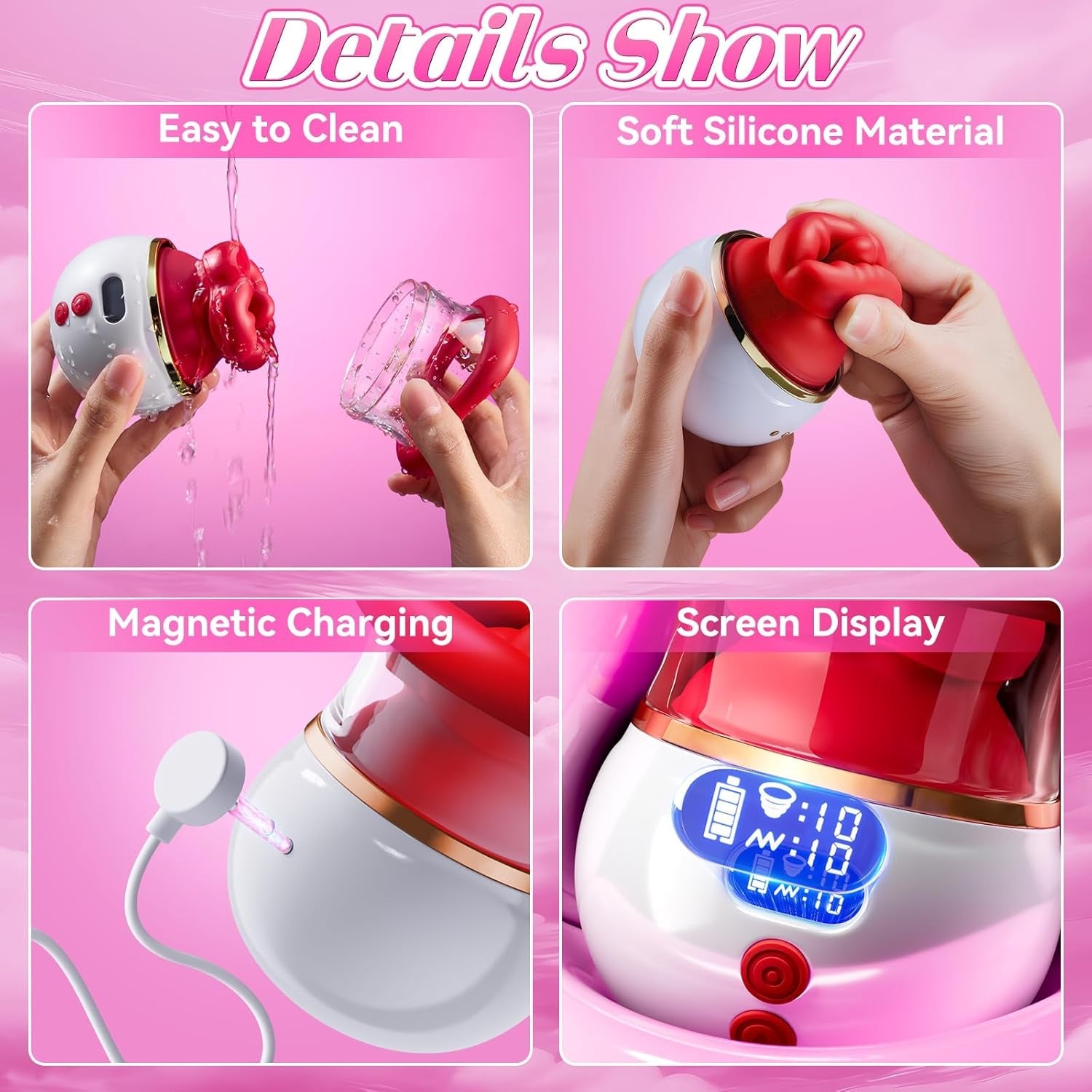 VirexaLux 5-in-1 Clit Sucker Mouth Vibrator LCD 10 Modes App Heated