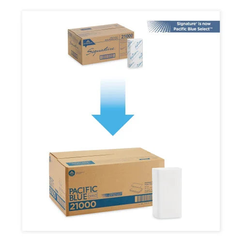 Pacific Blue® Select Multifold Paper Towels, 2-Ply, White, 2000 Towels (21000)