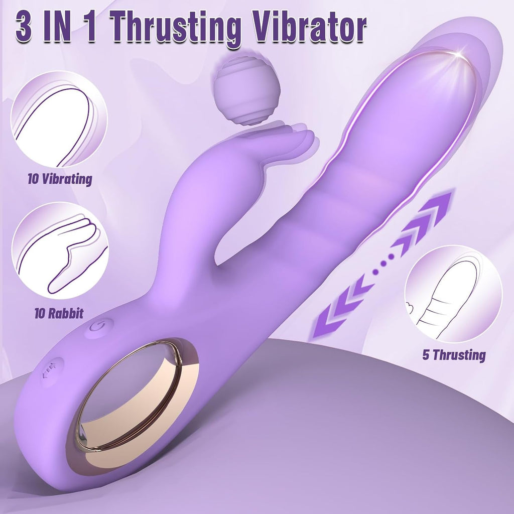 VeloraThrust Thrusting Rabbit Vibrator 3 Motor 5 Thrust 10 Modes