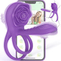 VioletPetal Rose Cock Ring Girth Sleeve Clit Vibrator 9 Modes