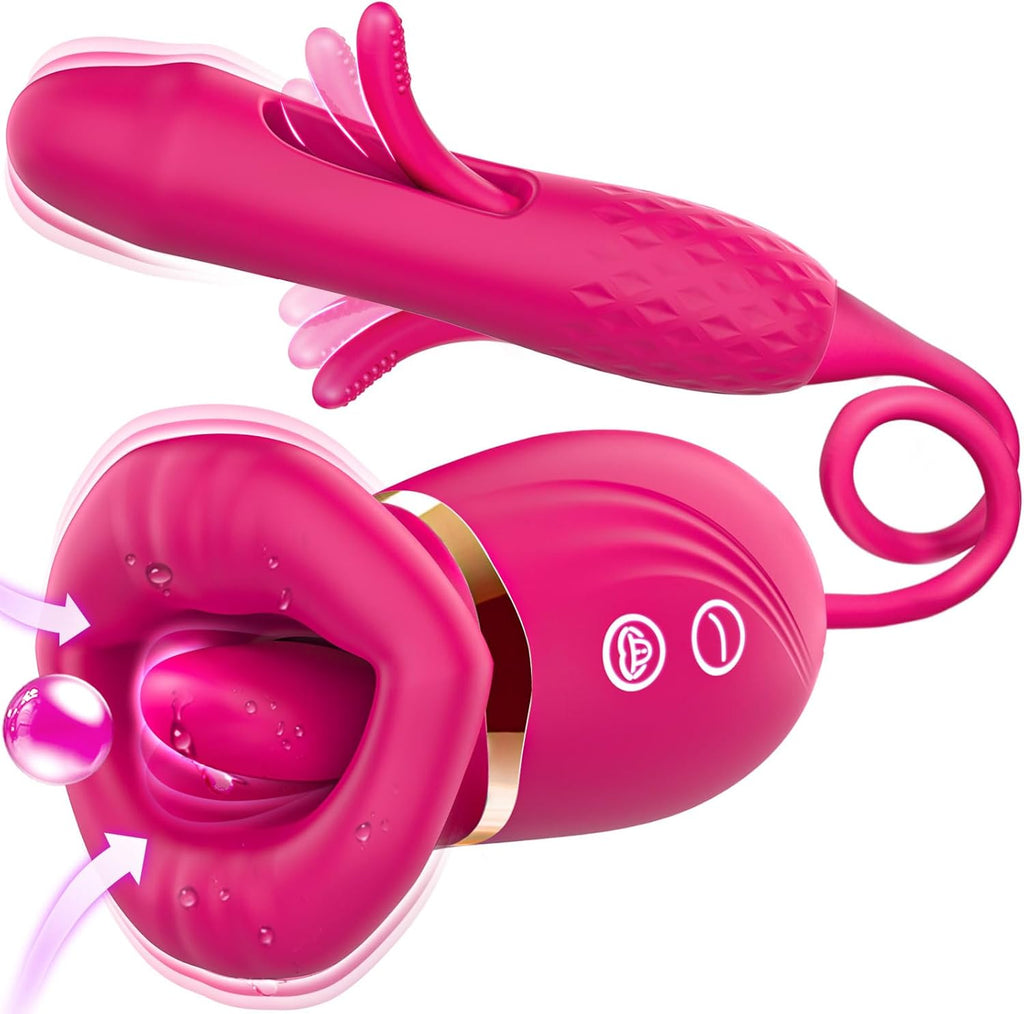 KissWave Rose Tongue Vibrator Flapping Suction 10 Modes