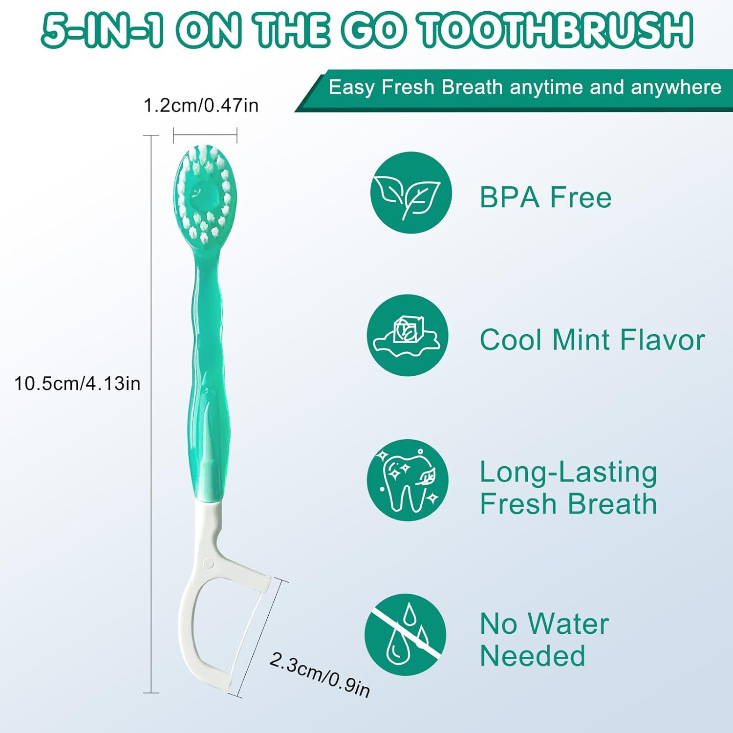 Morning After 5-in-1 Disposable Travel Toothbrush with Toothpaste, Floss & Tongue Scraper