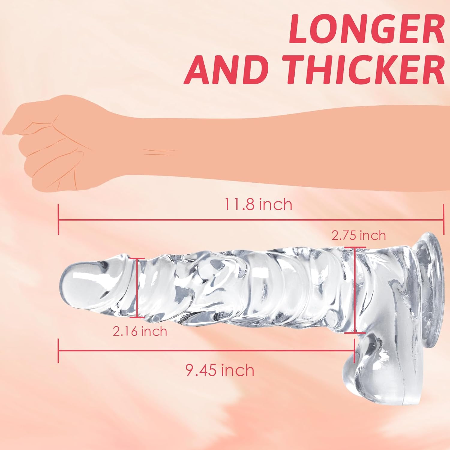 MoonRipple 11.8" Advanced Clear Dildo